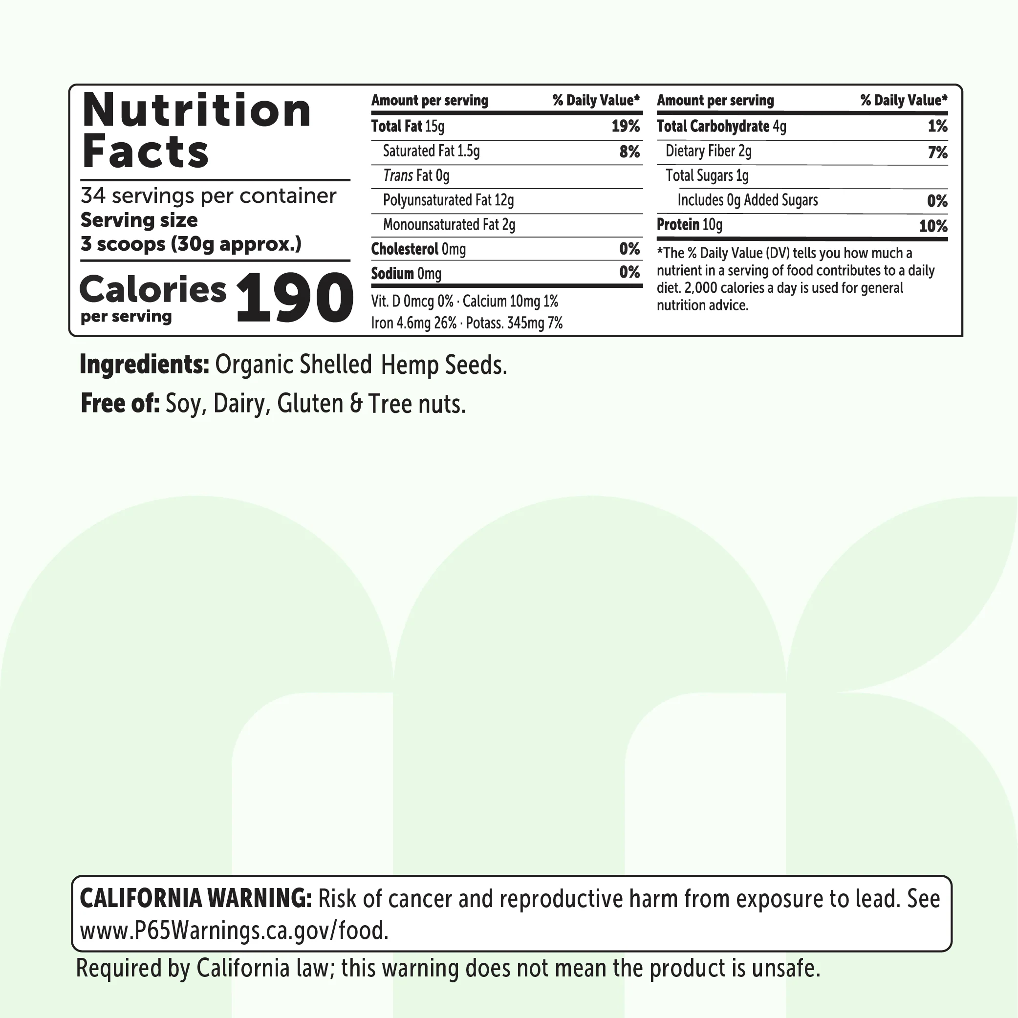 Micro Ingredients Organic Hemp Seeds, 36oz - Image 2