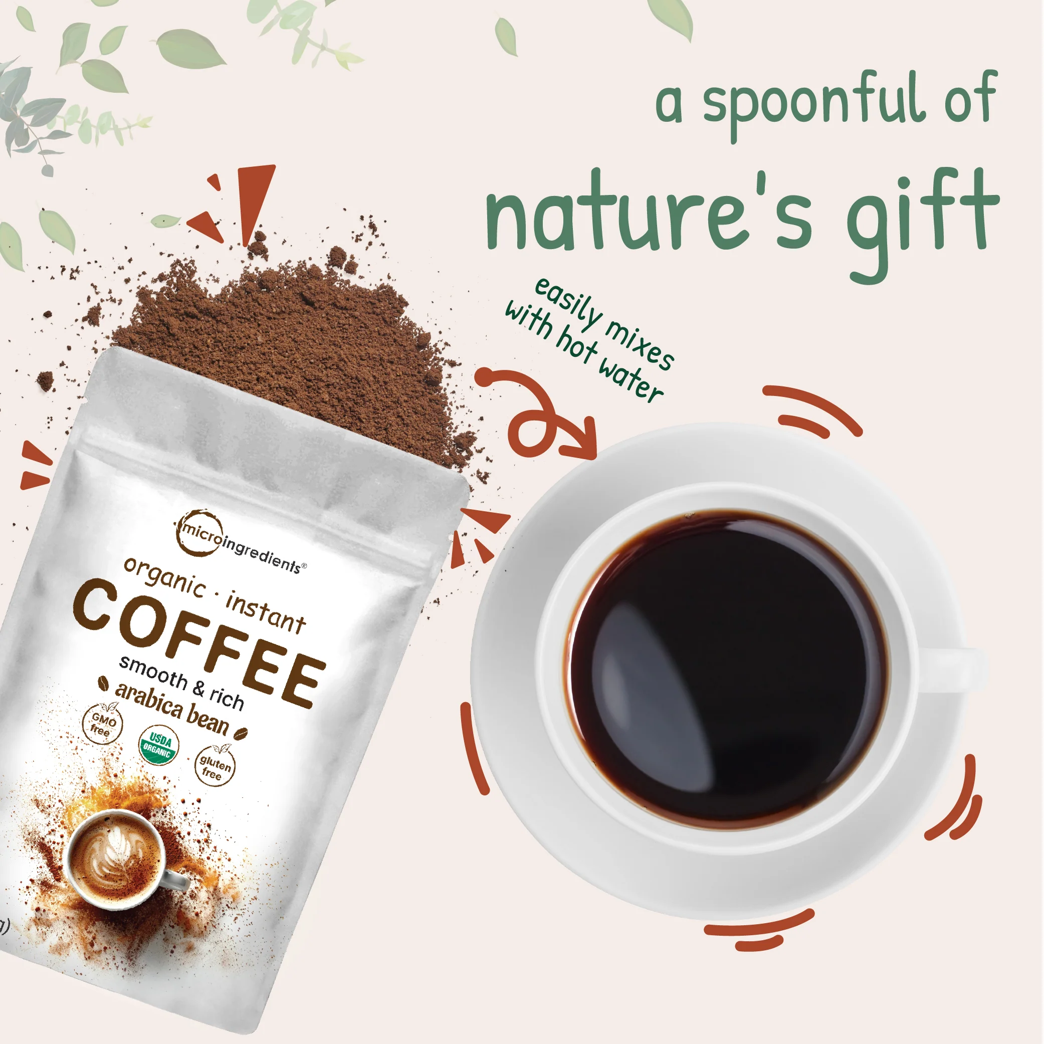 Micro Ingredients Organic Instant Coffee, 1lb Powder | Premium Arabica Coffee Beans Source - Image 4