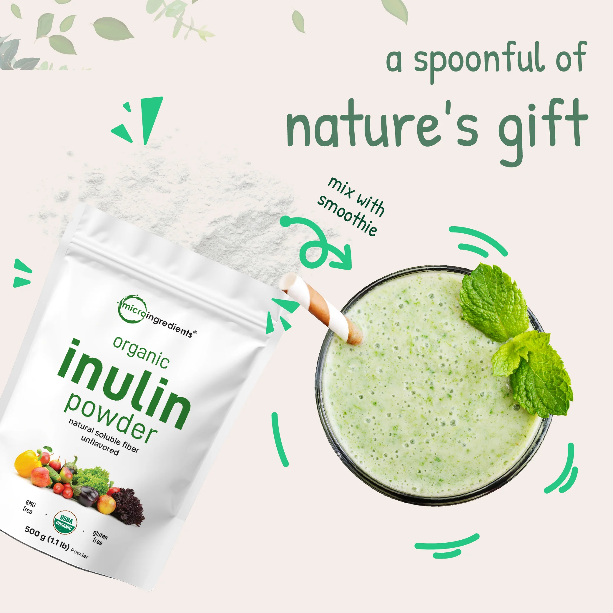 Micro Ingredients Organic Inulin Powder 500g (1.1lb) - Image 5