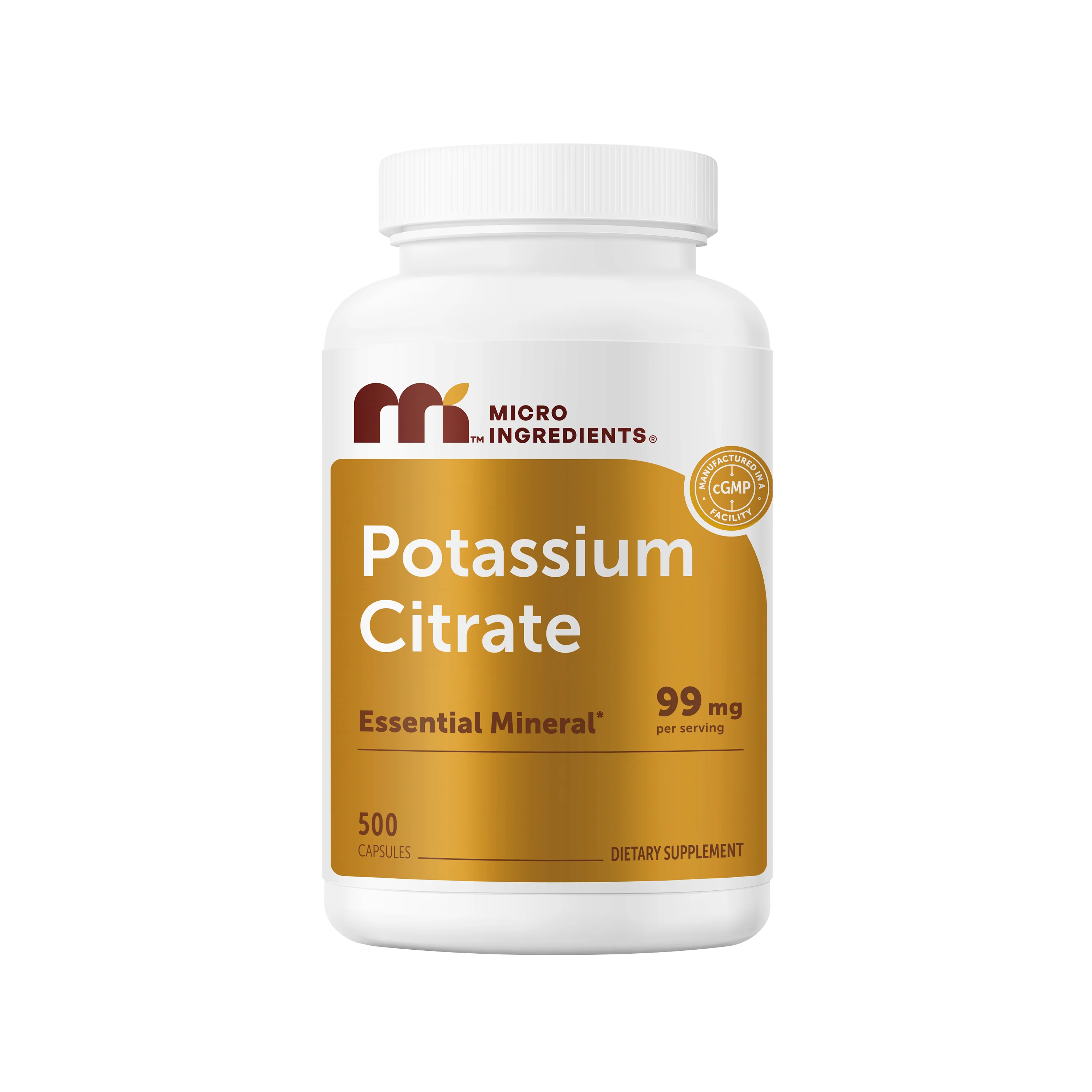 Micro Ingredients Potassium Citrate 99mg, 500 capsules