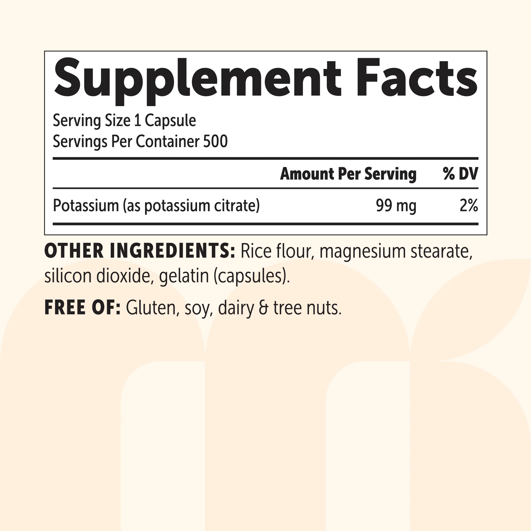 Micro Ingredients Potassium Citrate 99mg, 500 capsules - Image 2