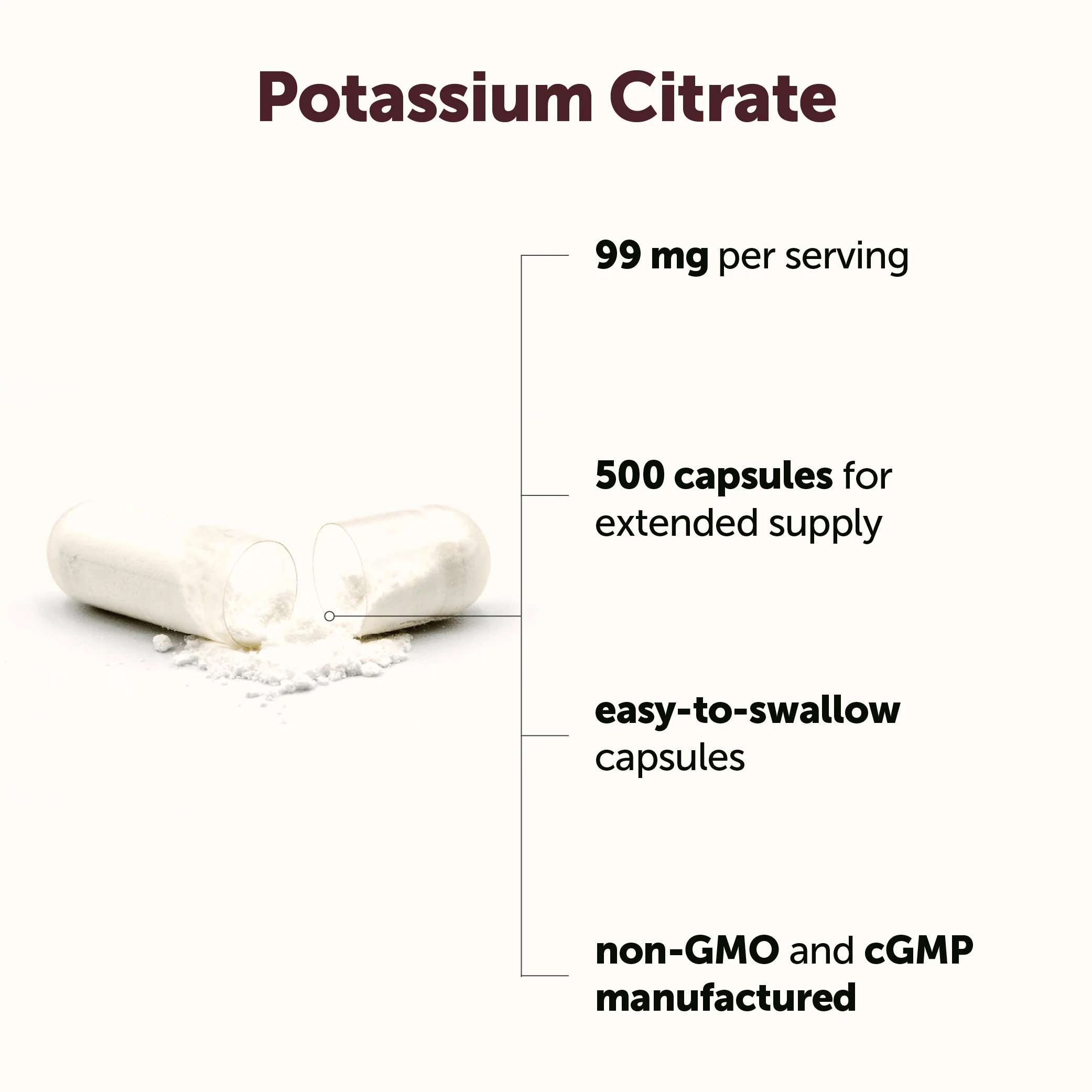 Micro Ingredients Potassium Citrate 99mg, 500 capsules - Image 3