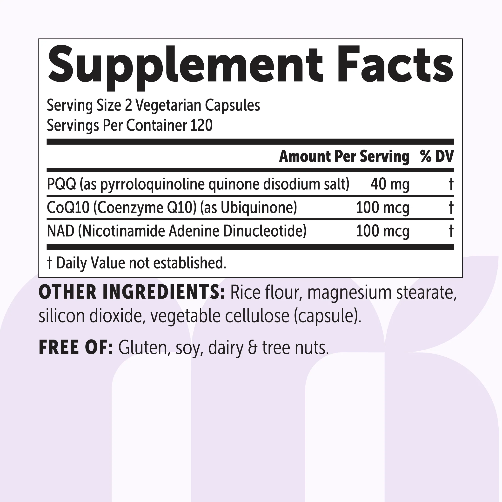 Micro Ingredients PQQ 40mg 3-in-1 Complex, 240 Vegetarian Capsules - Image 2