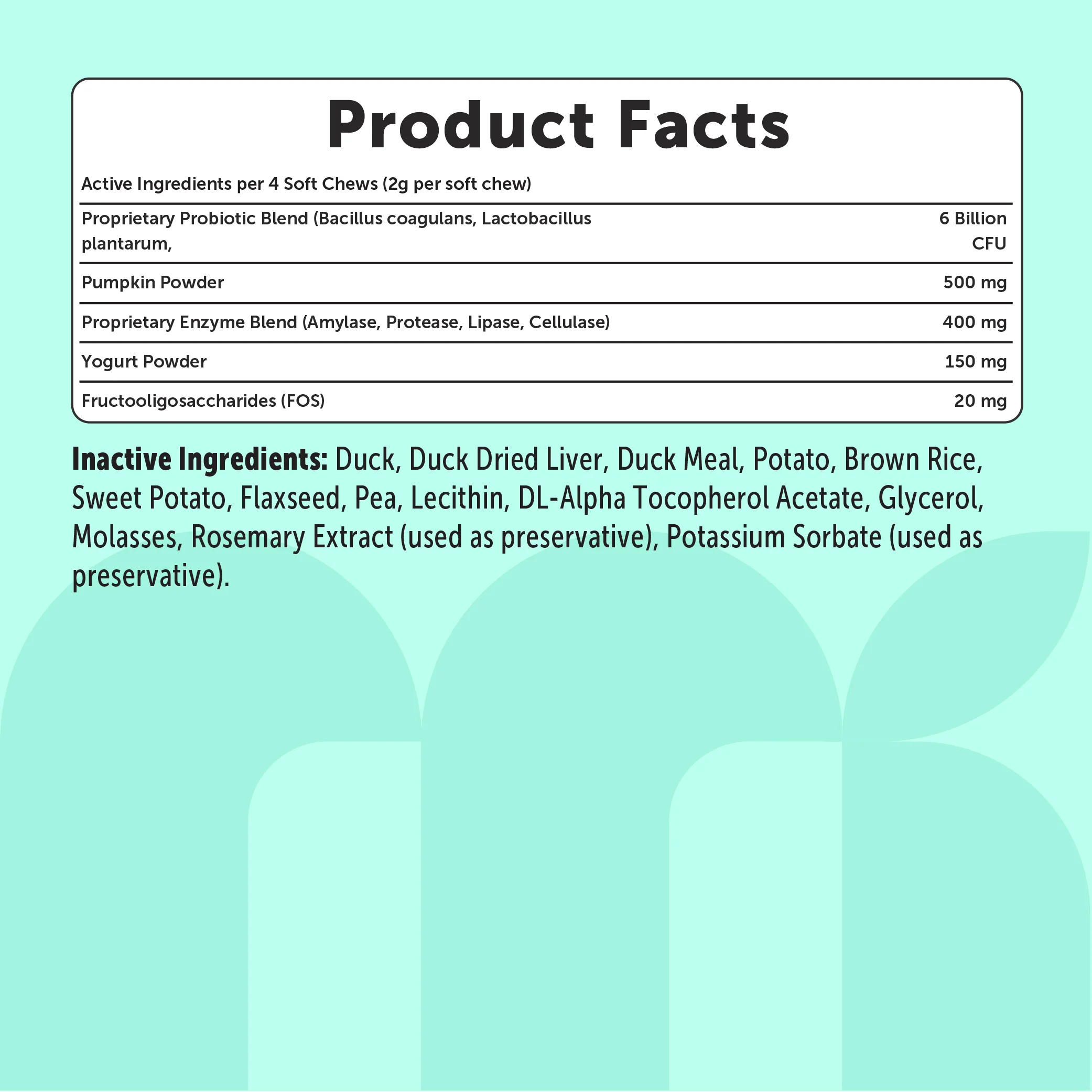 Micro Ingredients Probiotics for Dogs 6 Billion CFU, Duck Flavor, 240 Soft Chews - Image 2
