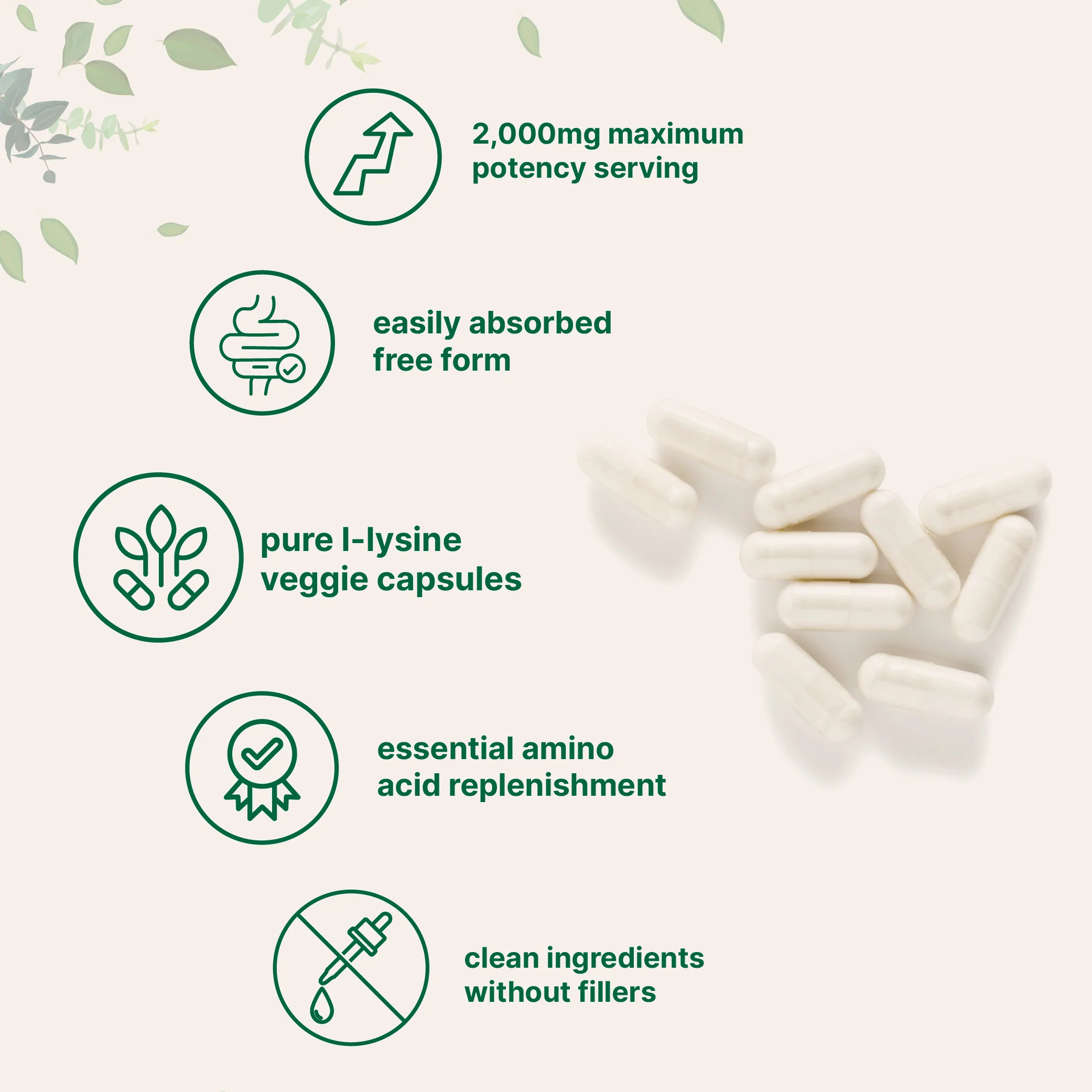 Micro Ingredients Pure L-Lysine 2,000mg, 300 Veggie Capsules - Image 3