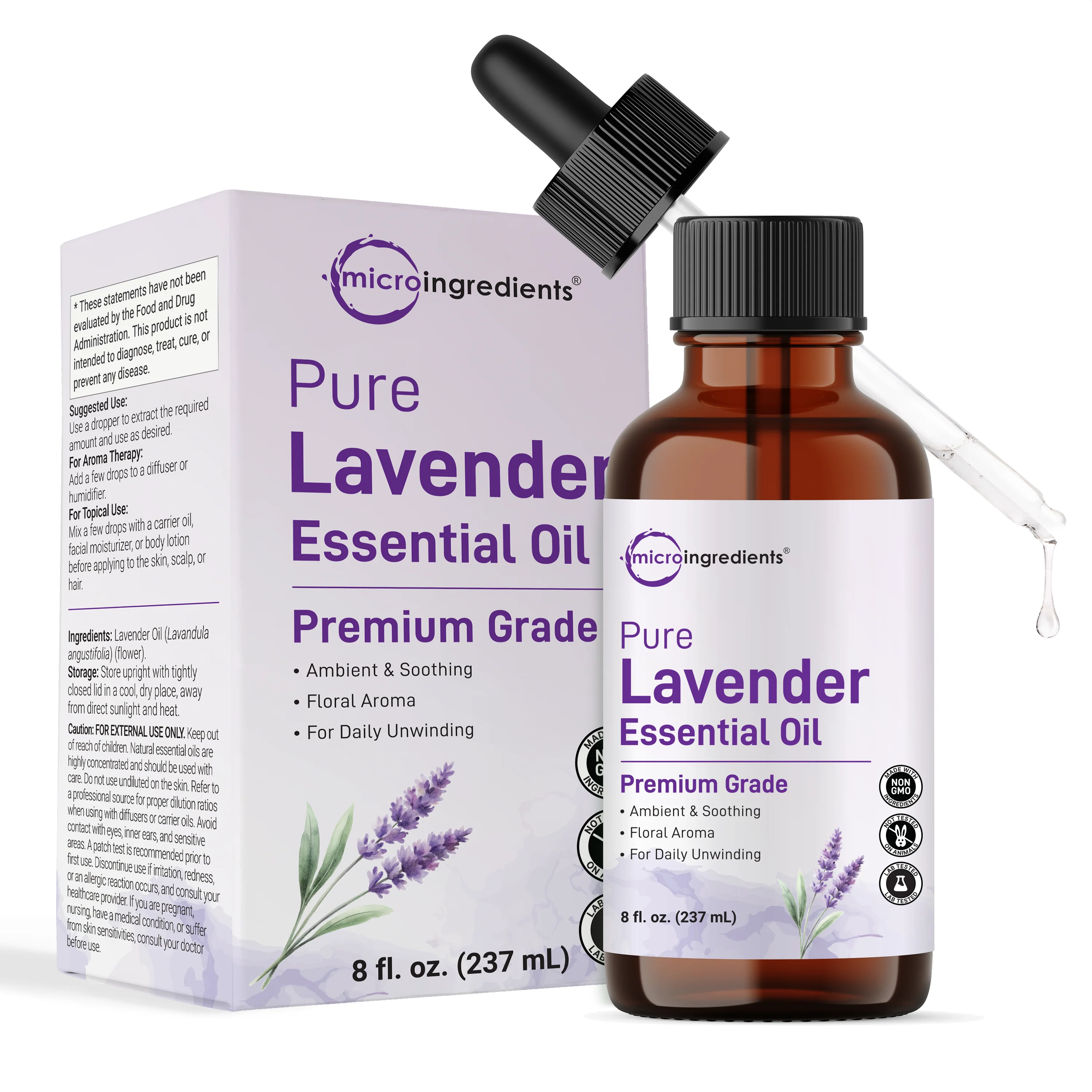 Micro Ingredients Pure Lavender Essential Oil 8 floz (237mL) - Image 6