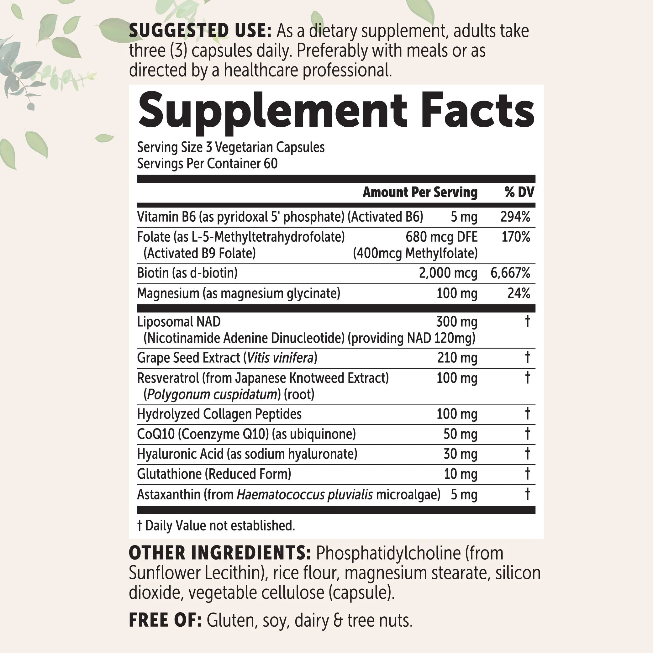 Micro Ingredients Liposomal NAD+ for Women Complex, 180 Veggie Capsules - Image 2