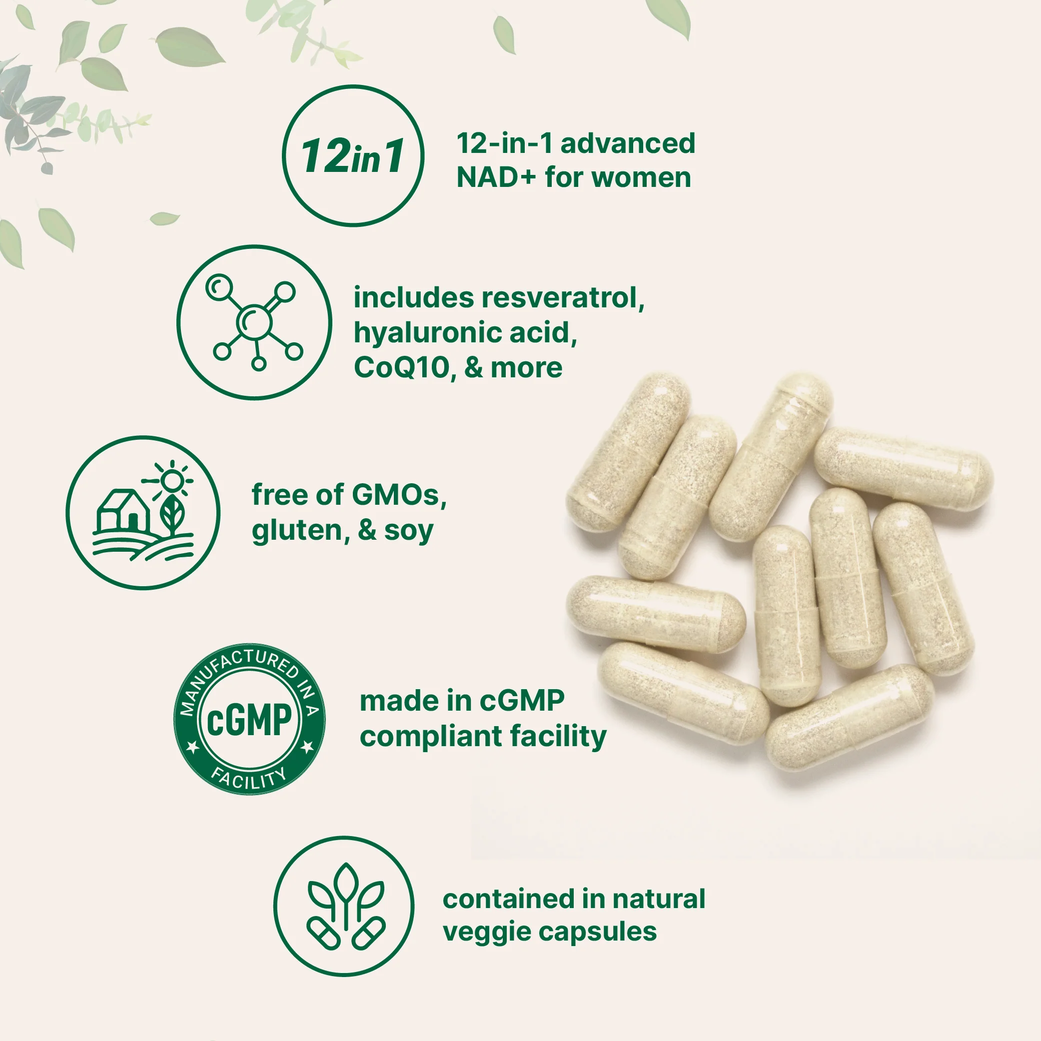 Micro Ingredients Liposomal NAD+ for Women Complex, 180 Veggie Capsules - Image 4