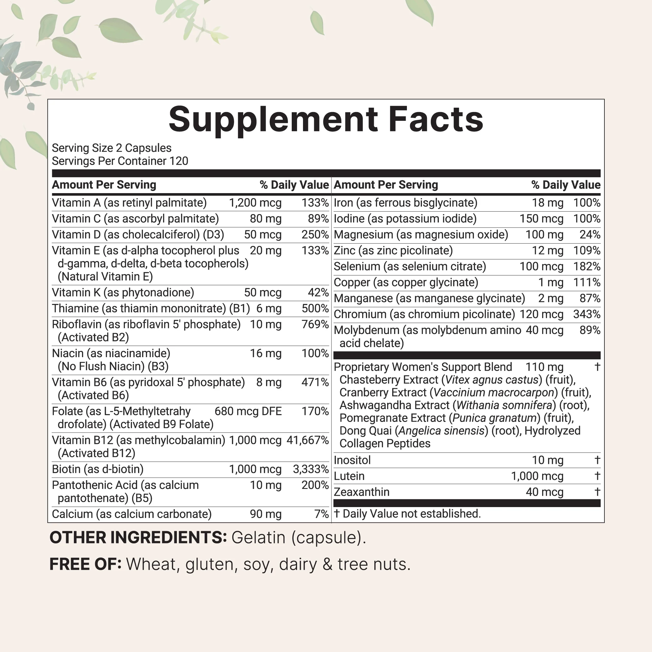 Micro Ingredients Pure Methylated Multivitamin for Women, 240 Capsules - Image 2