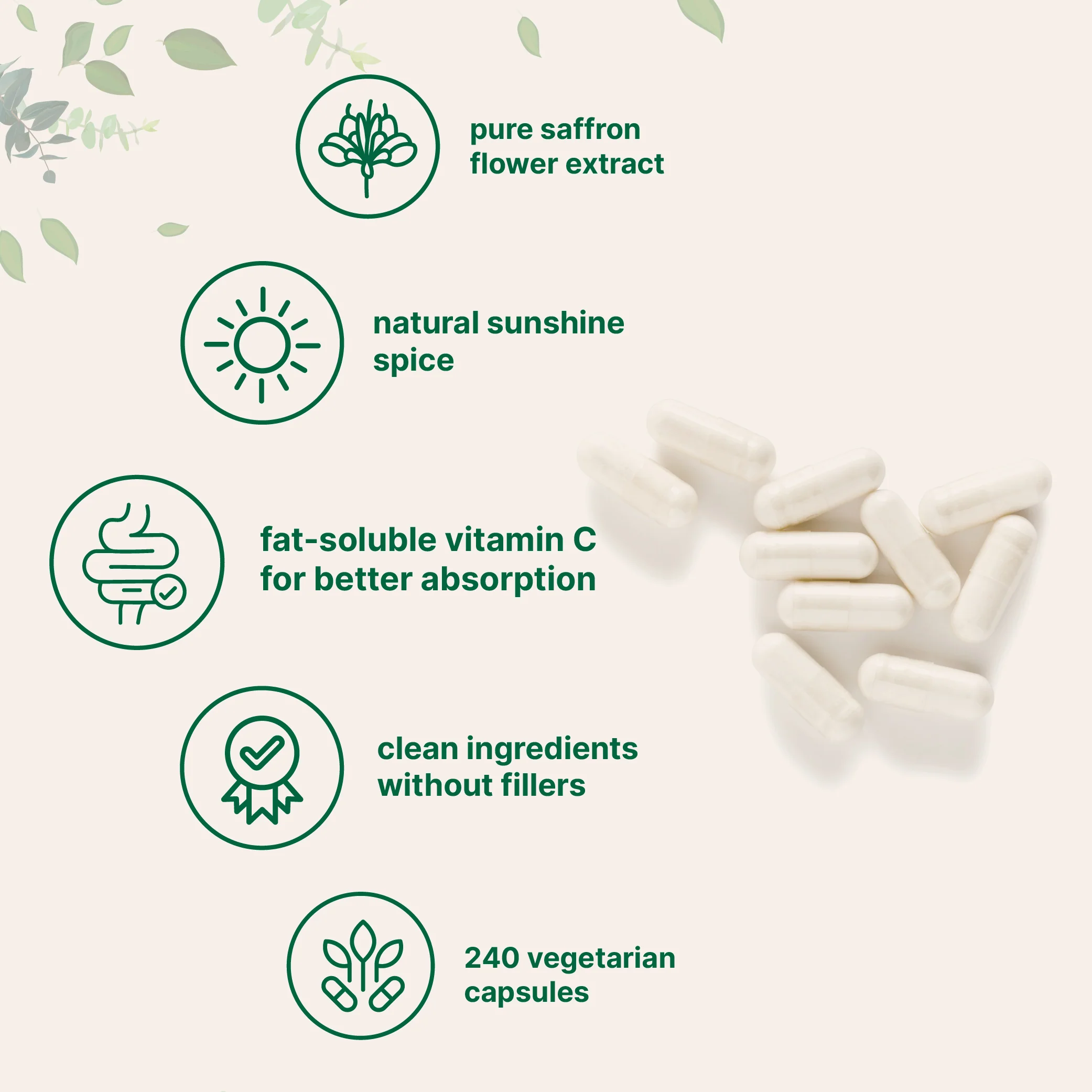 Micro Ingredients Pure Saffron Extract 88.5mg, 240 Veggie Capsules with High Absorption Fat-Soluble Vitamin C - Image 3