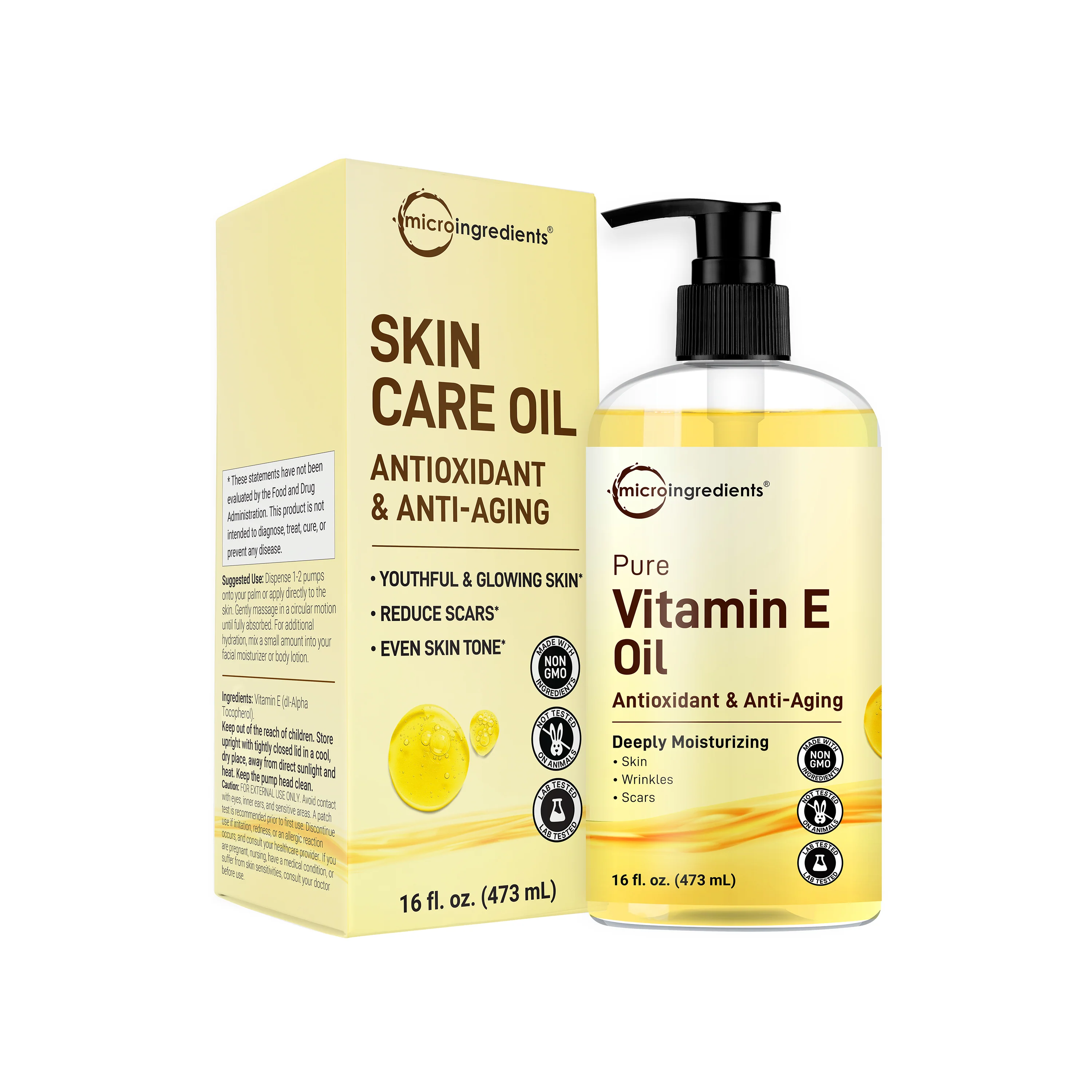 Micro Ingredients Pure Vitamin E Oil, 16 fl oz (473mL)