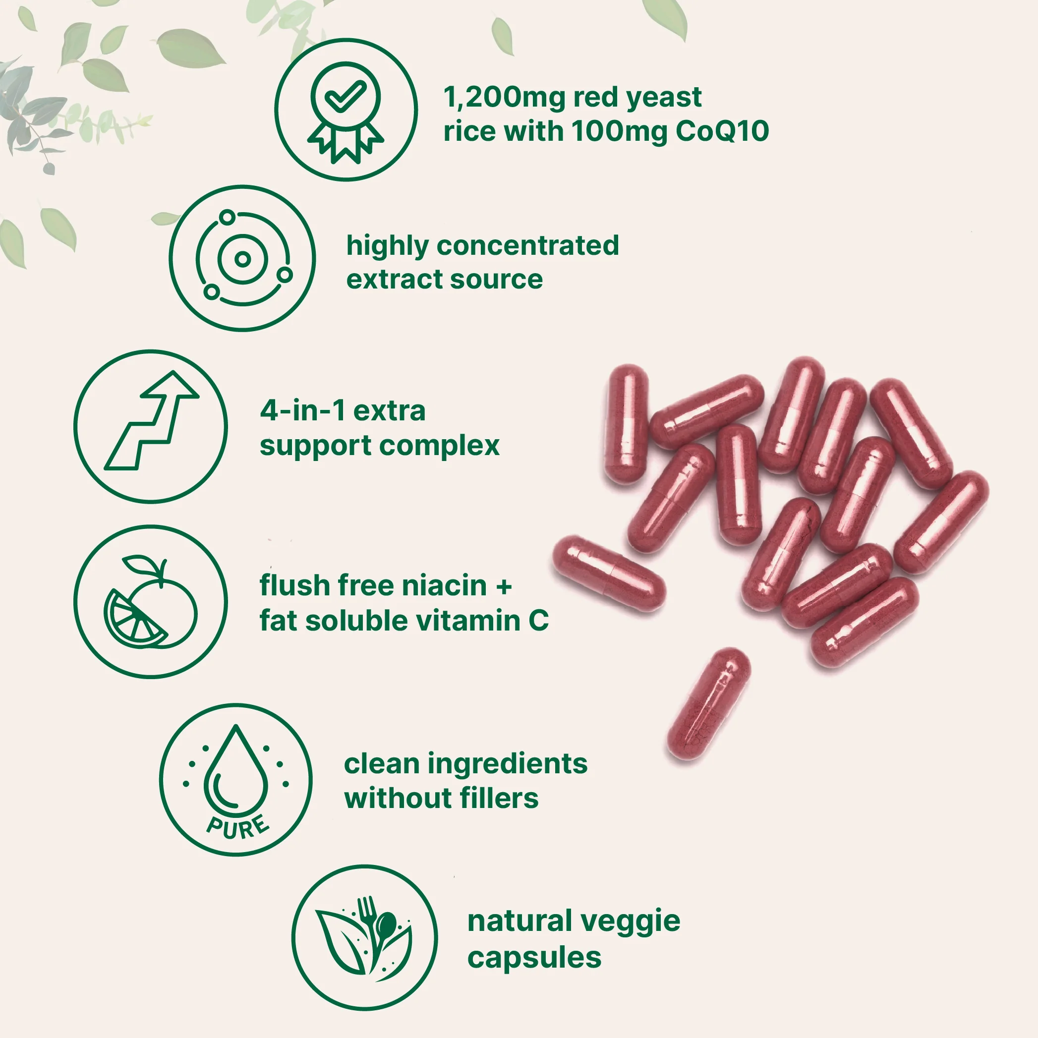 Micro Ingredients Red Yeast Rice 1,200mg with CoQ10 100mg, 240 Veggie Capsules - Image 3