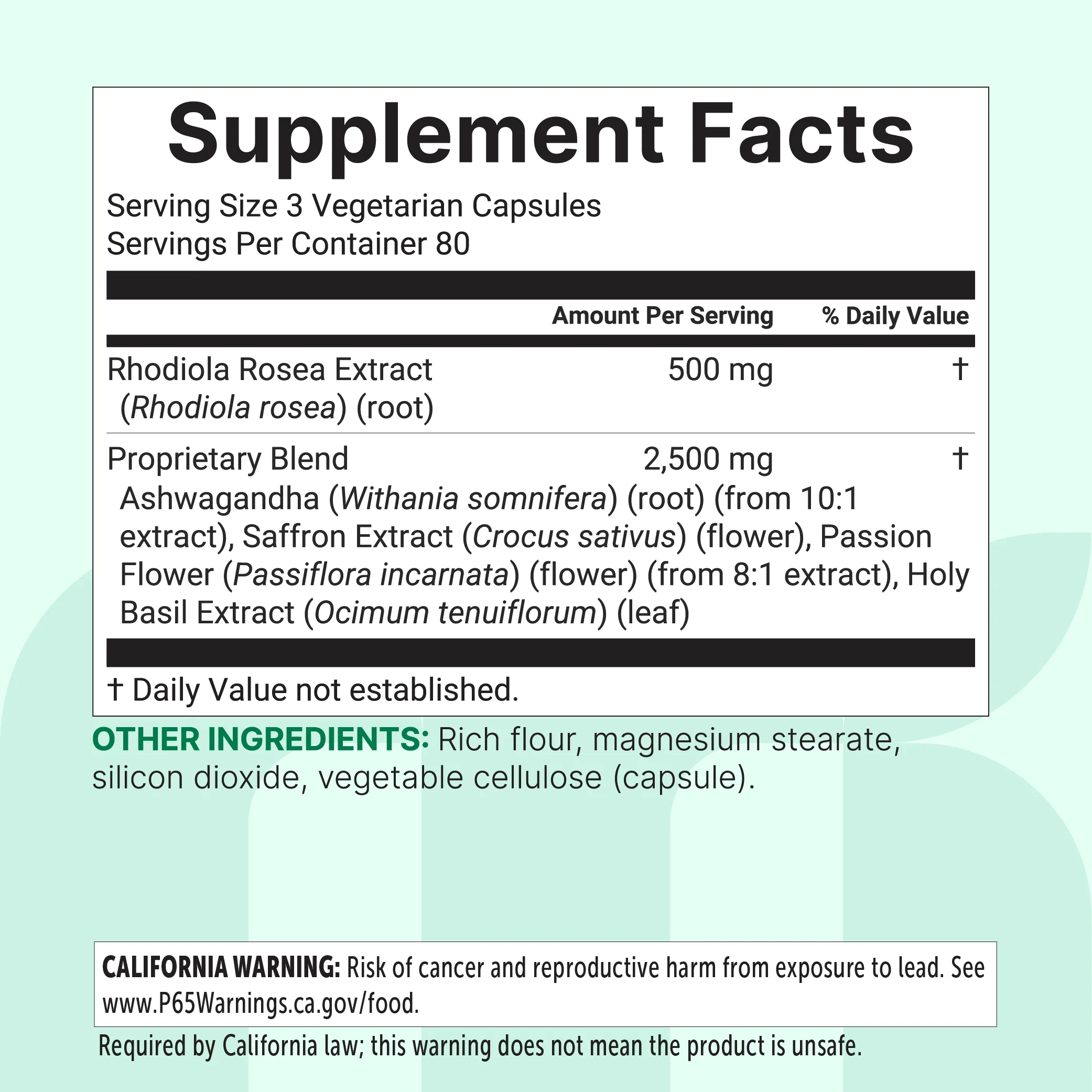Micro Ingredients Rhodiola Rosea Complex 3000mg, 240 Vegetarian Capsules - Image 2