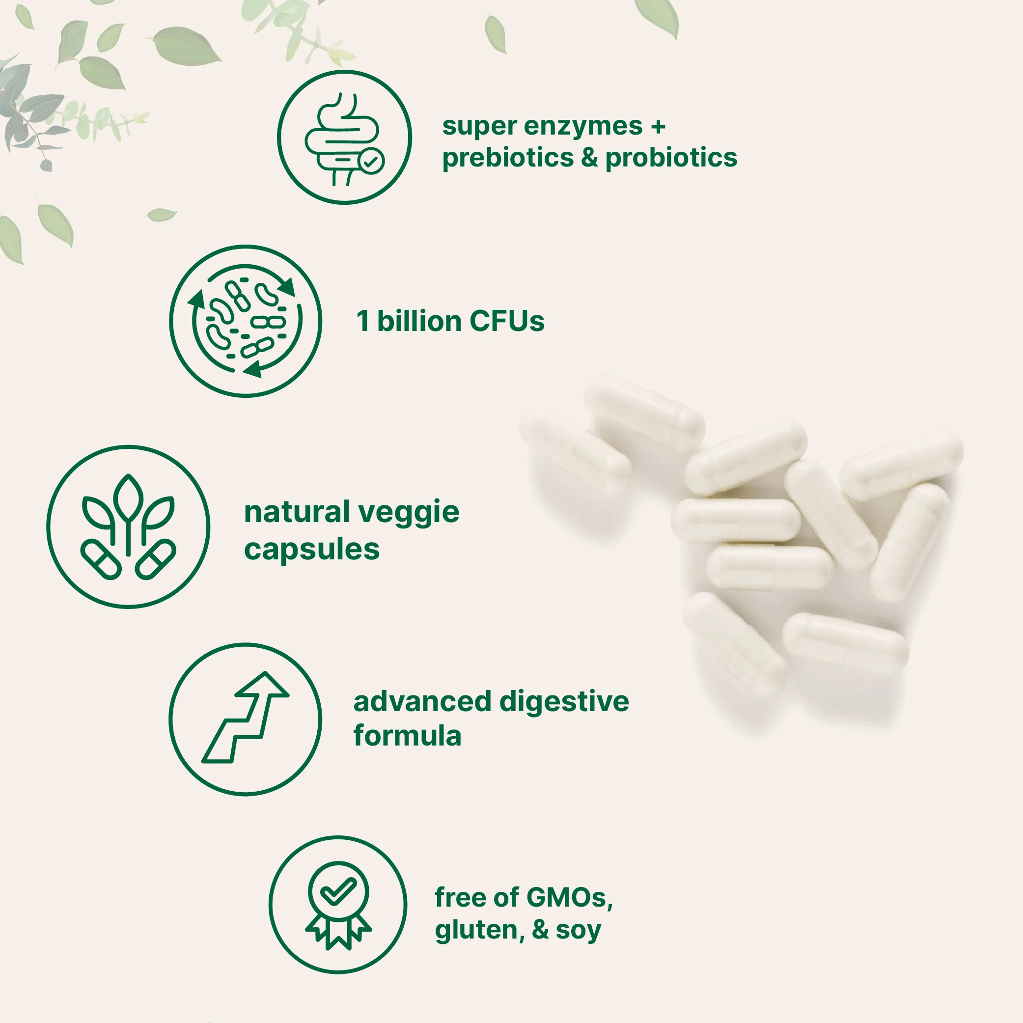 Micro Ingredients Super Enzymes + Prebiotics & 1 Billion CFU Probiotics, 240 Veggie Capsules - Image 3