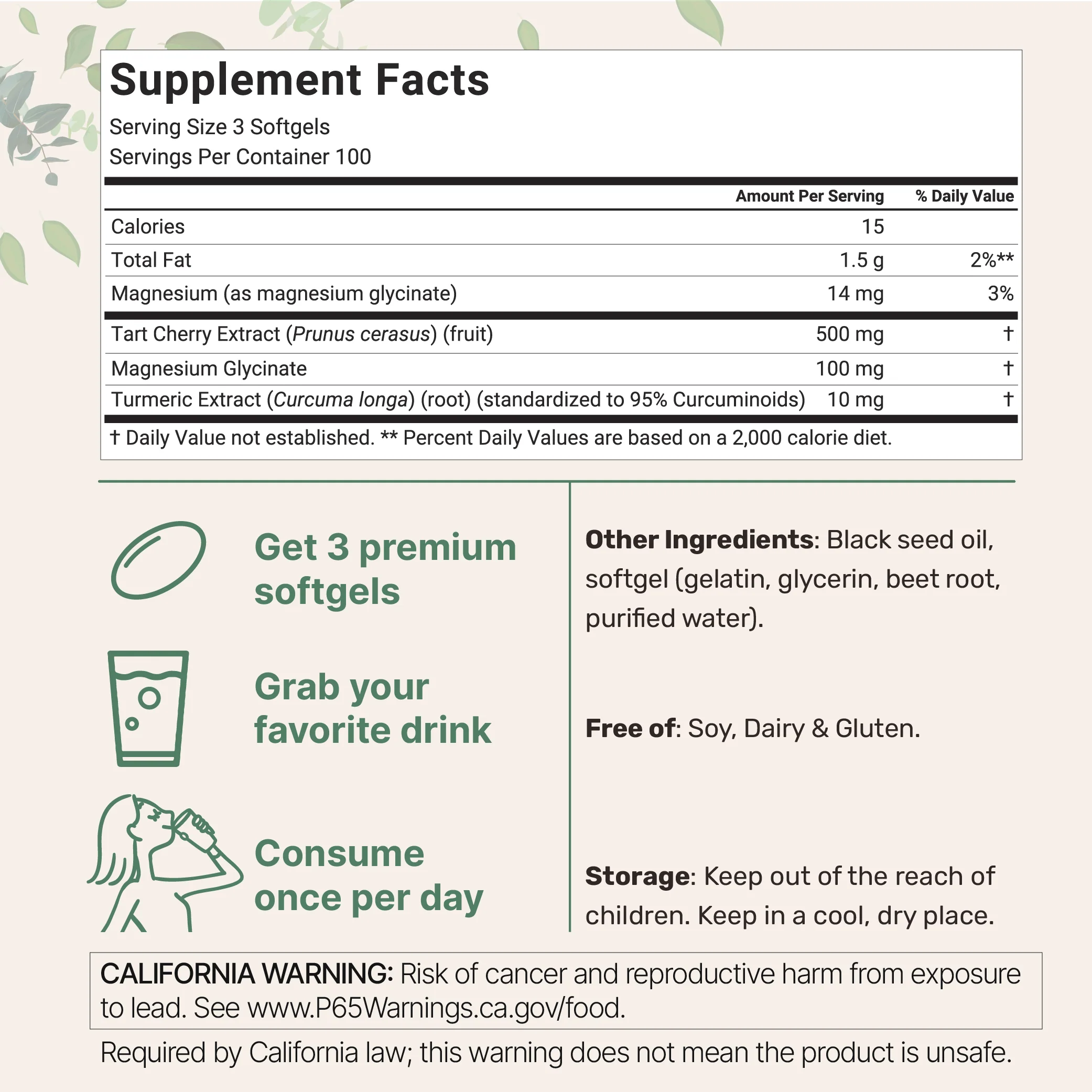 Micro Ingredients Tart Cherry+ with Black Seed Oil, 300 Softgels - Image 2