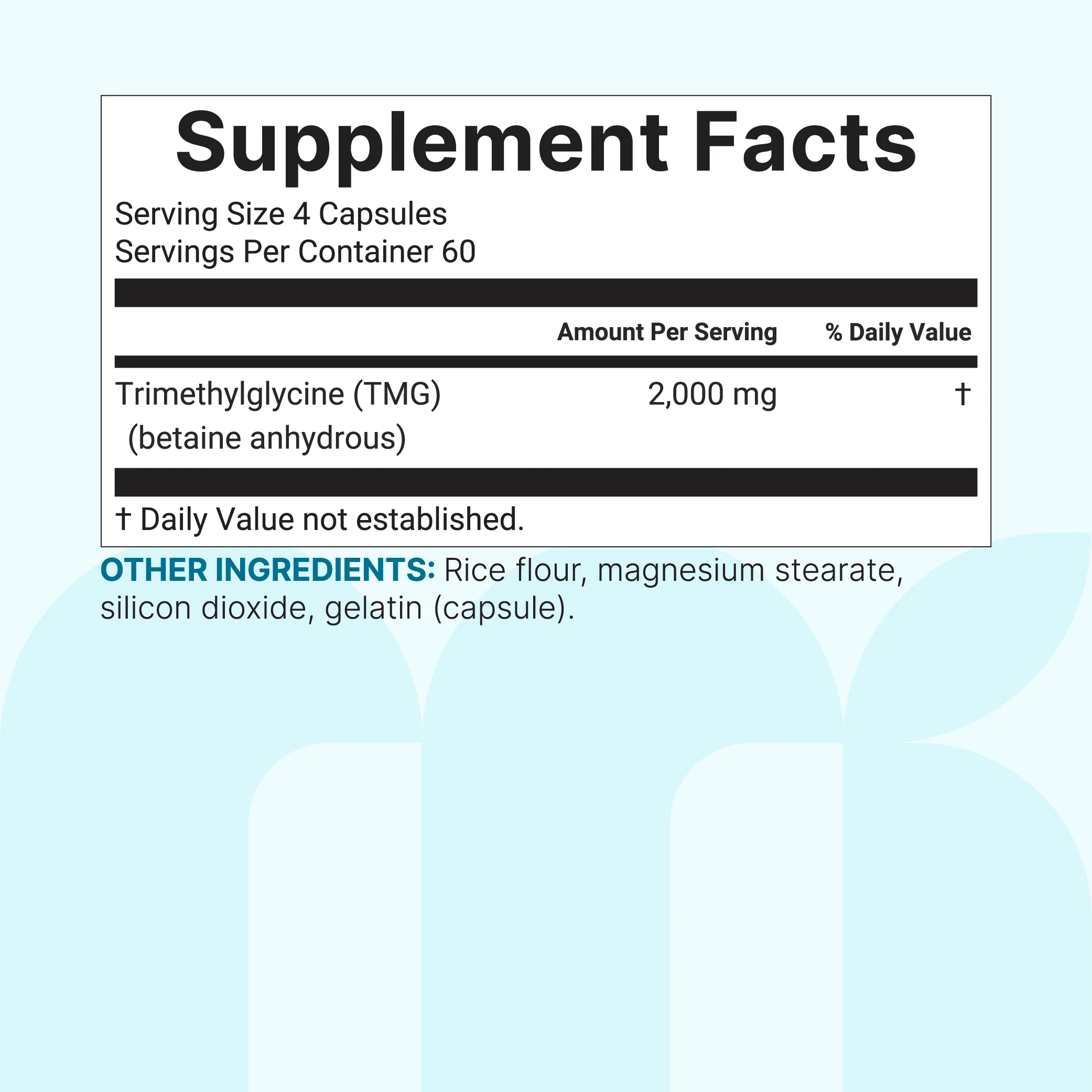Micro Ingredients TMG 2000mg, 240 Capsules - Image 2