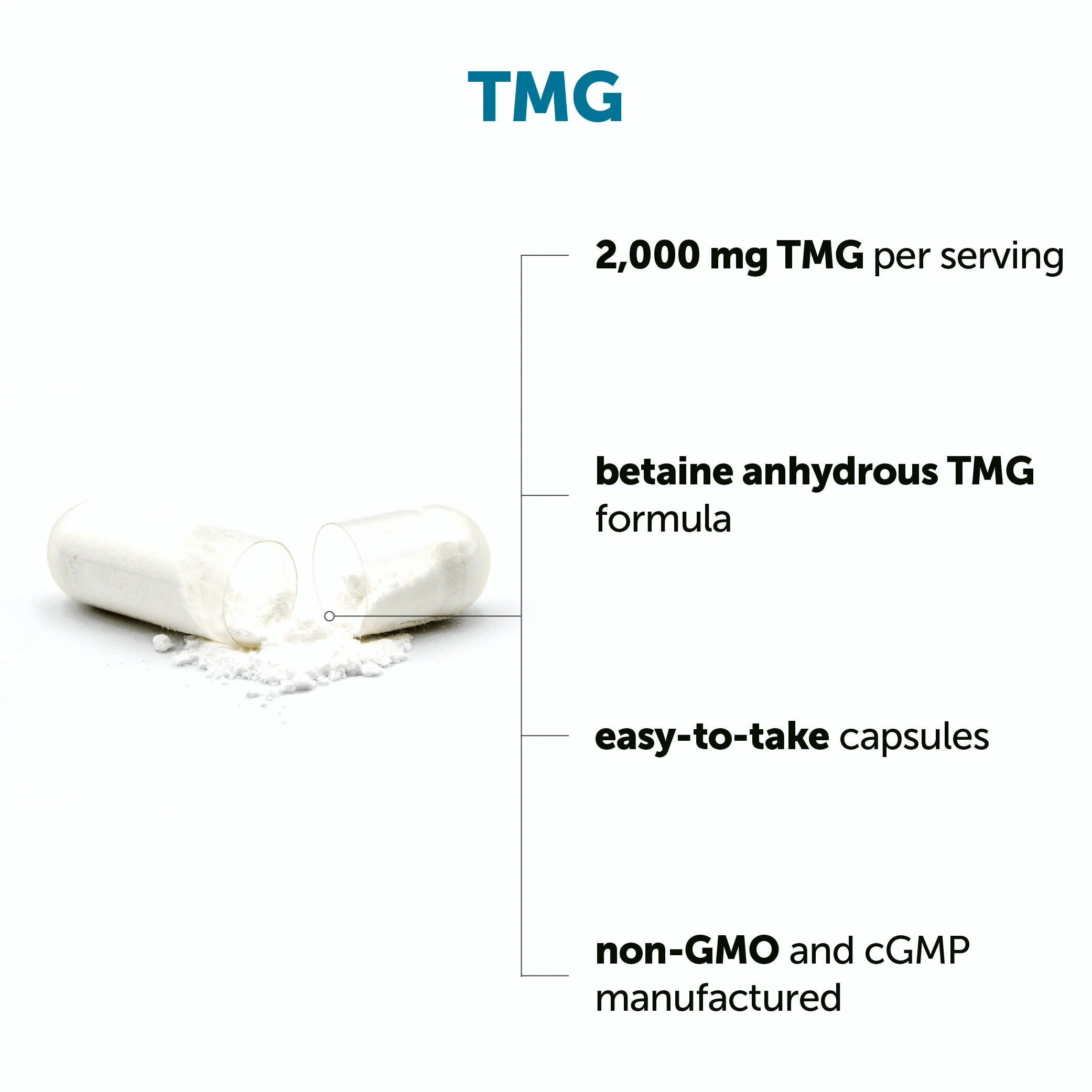 Micro Ingredients TMG 2000mg, 240 Capsules - Image 3