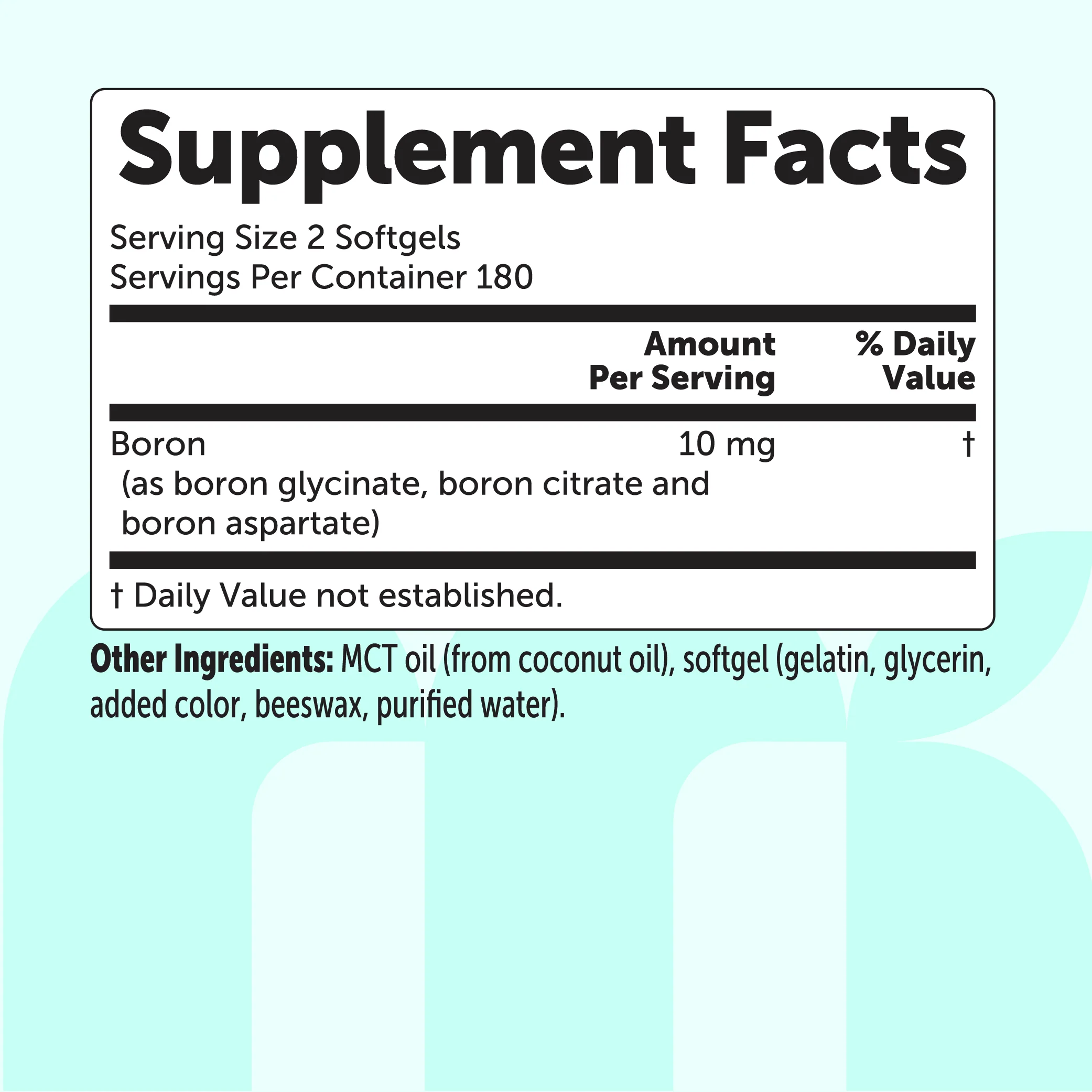 Micro Ingredients Triple Boron Complex 10mg with MCT Oil, 360 Softgels - Image 2