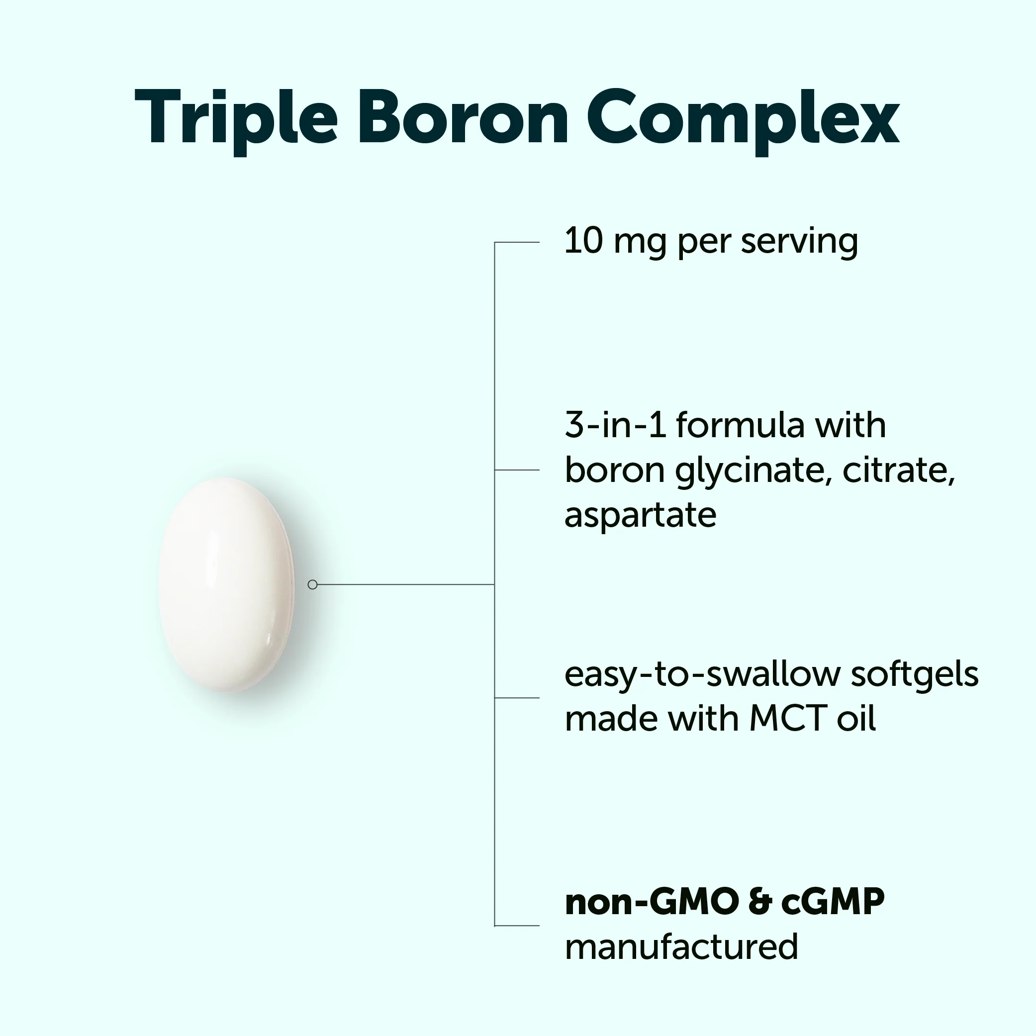 Micro Ingredients Triple Boron Complex 10mg with MCT Oil, 360 Softgels - Image 3