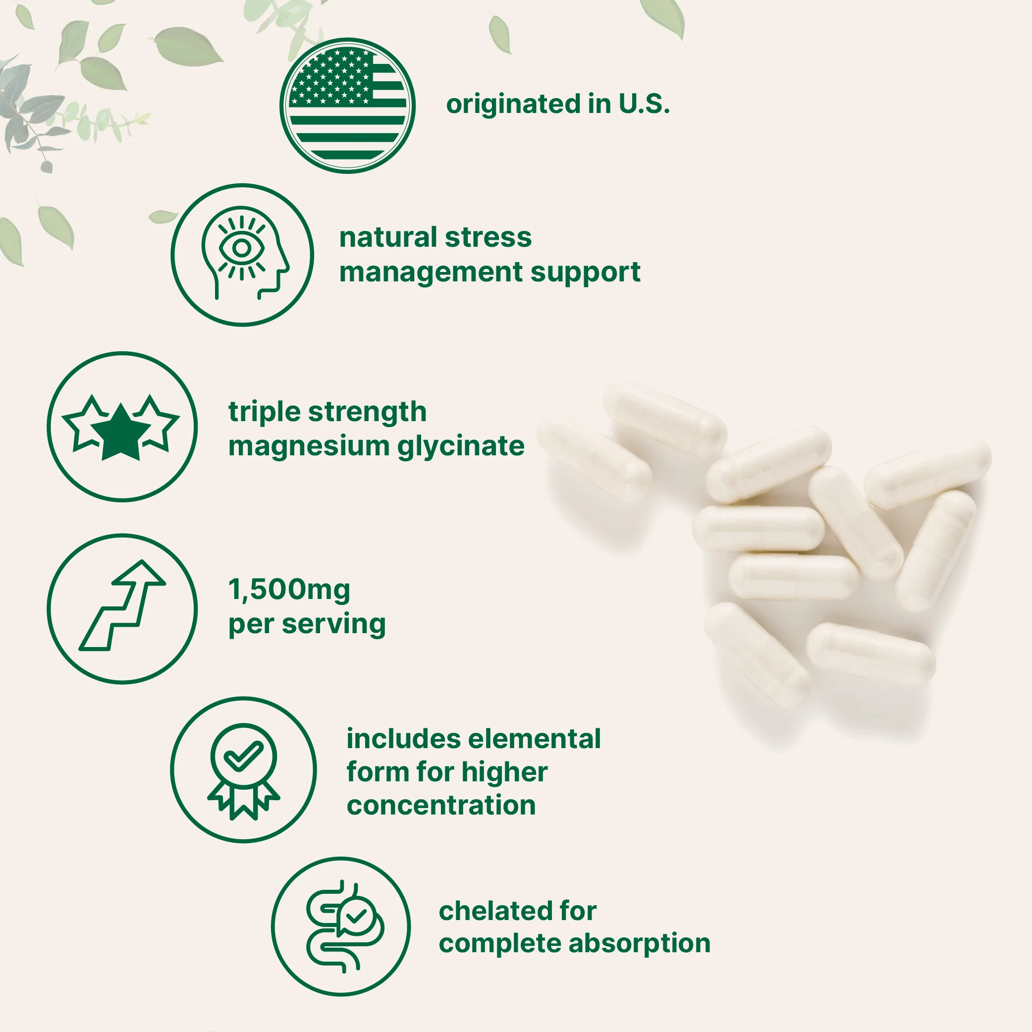 Micro Ingredients Triple Strength Magnesium Glycinate 1,500mg Per Serving, 240 Capsules - Image 3