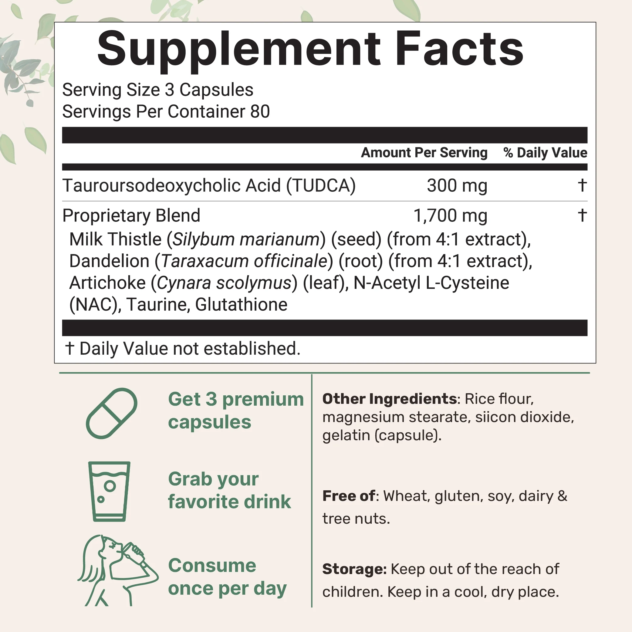 Micro Ingredients TUDCA 2,000mg Bile Salts Supplement, 240 Capsules - Image 2