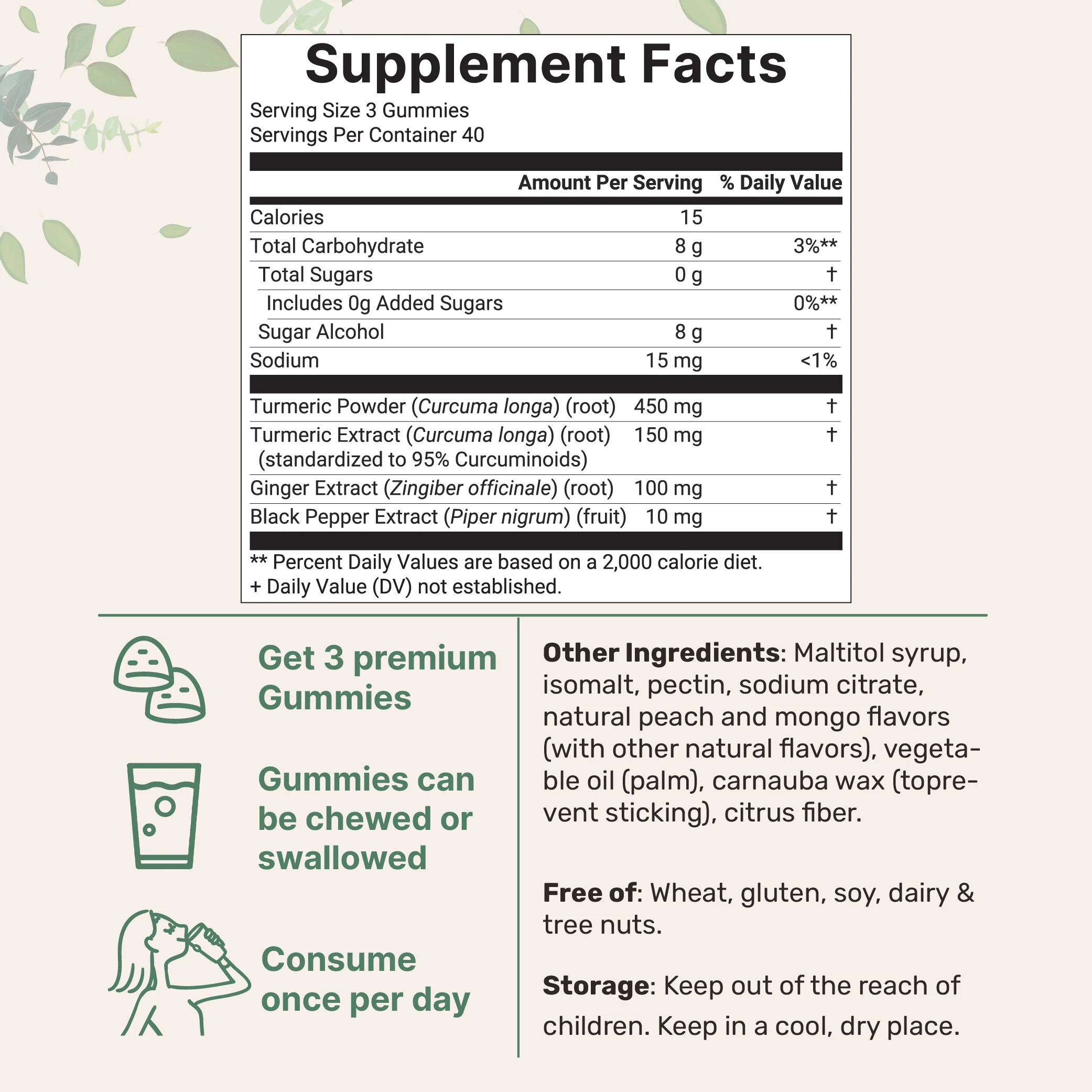 Micro Ingredients Turmeric Ginger Gummies, 120 Count - Image 2