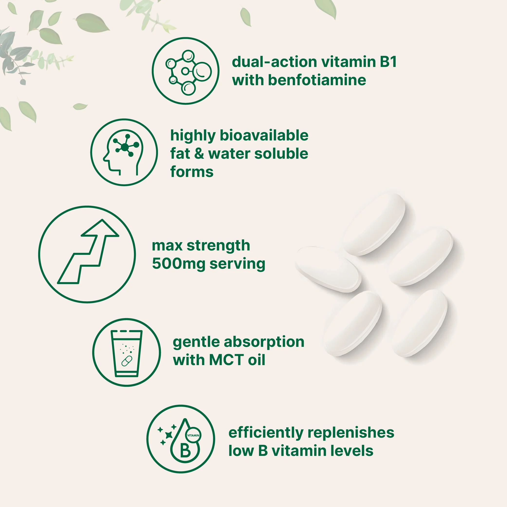 Micro Ingredients Vitamin B1 500mg with Benfotiamine with MCT Oil, 240 softgels - Image 3