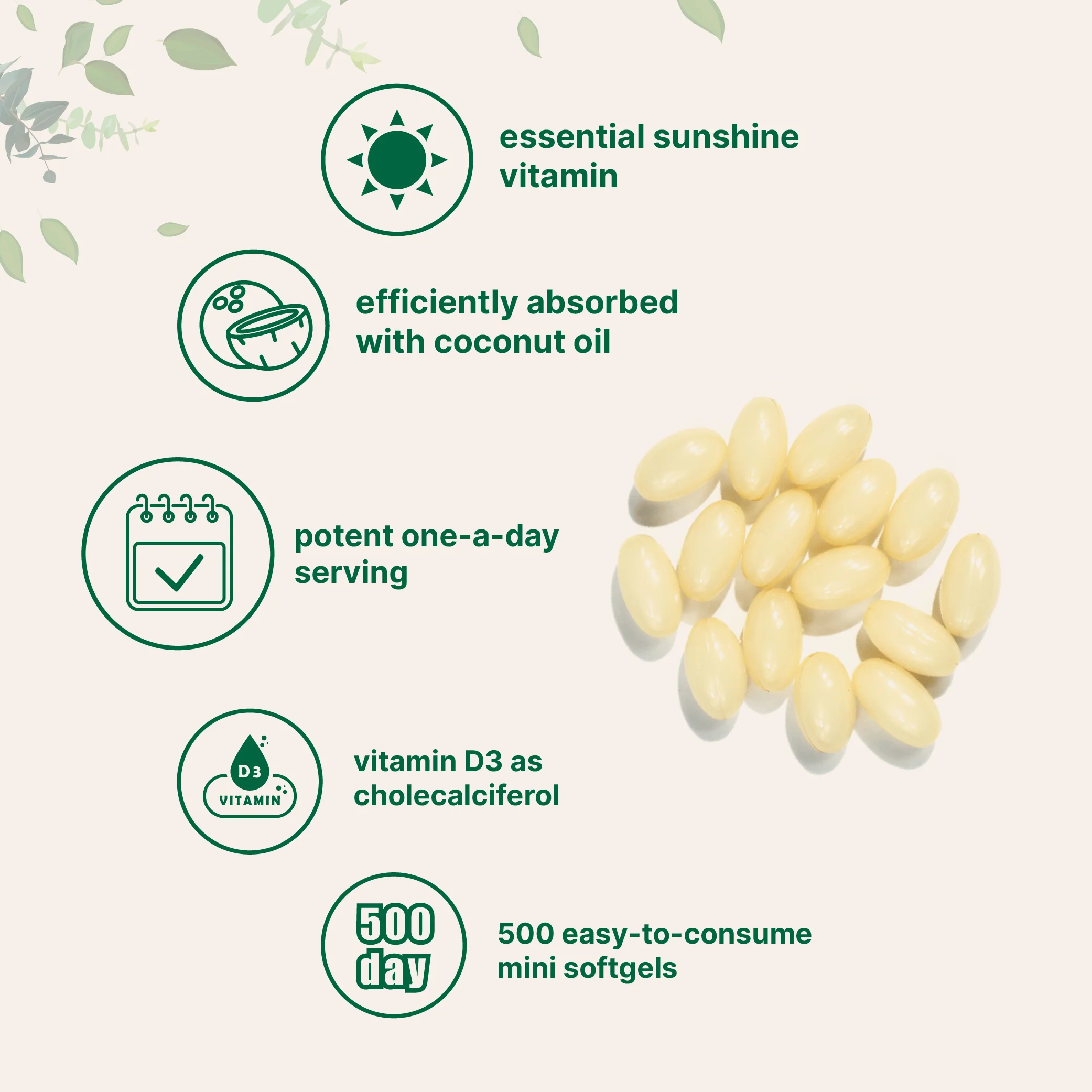 Micro Ingredients Vitamin D3 2,000 IU, 500 Softgels with Virgin Coconut Oil - Image 3