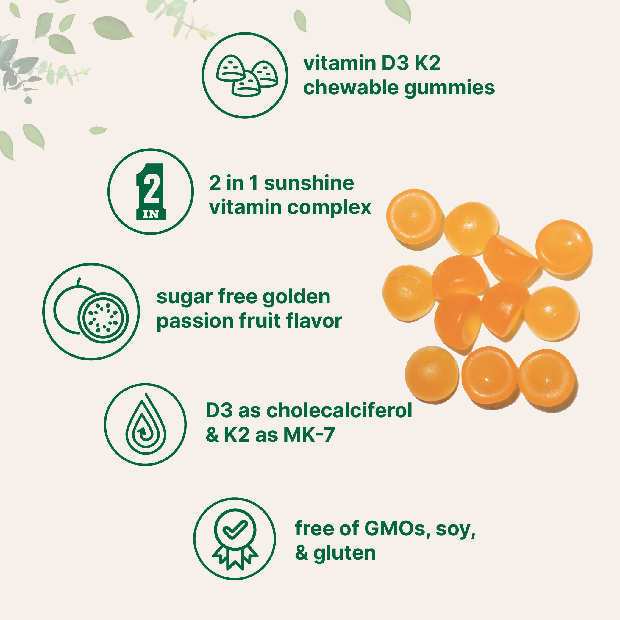 Micro Ingredients Vitamin D3 K2 Gummies | 5,000 IU D3 + 100 mcg K2 MK-7 - Image 3
