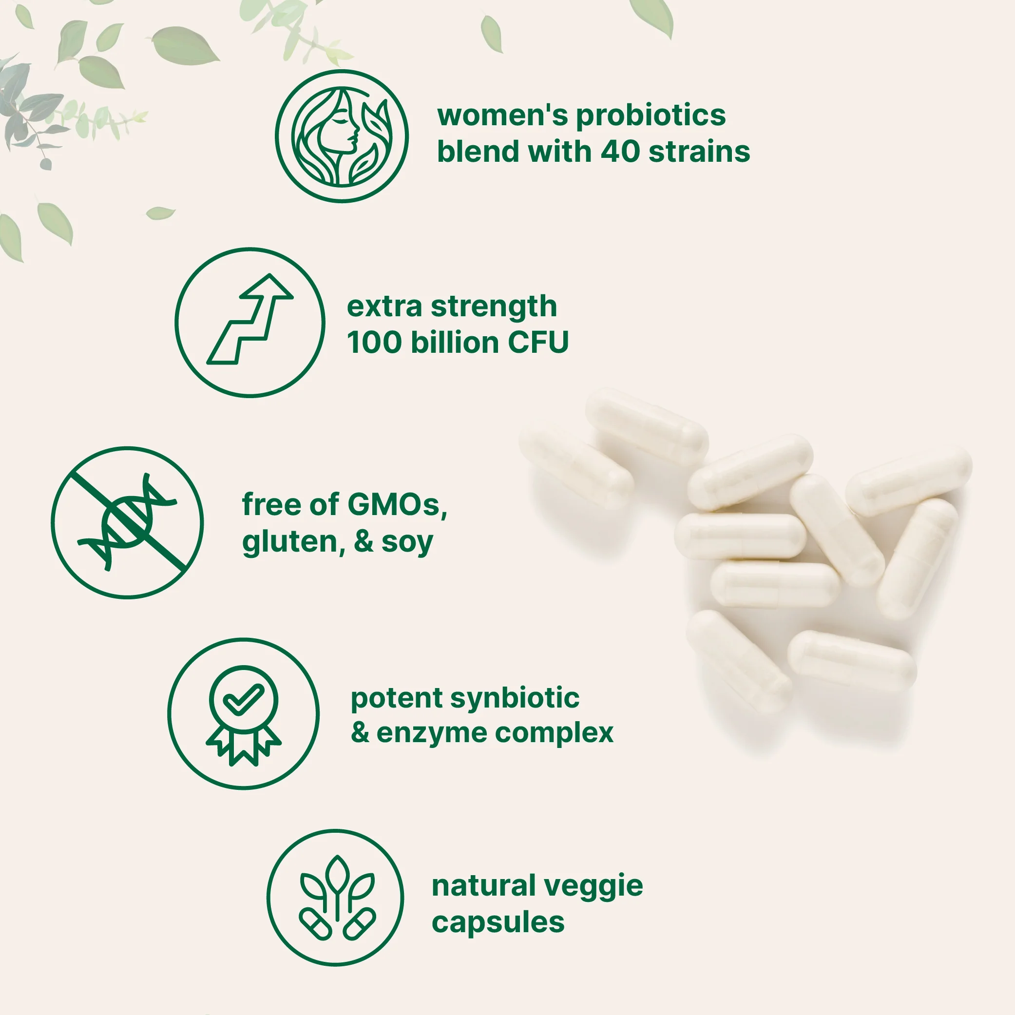 Micro Ingredients Women’s Probiotics 100 Billion CFU, 120 Veggie Capsules - Image 3