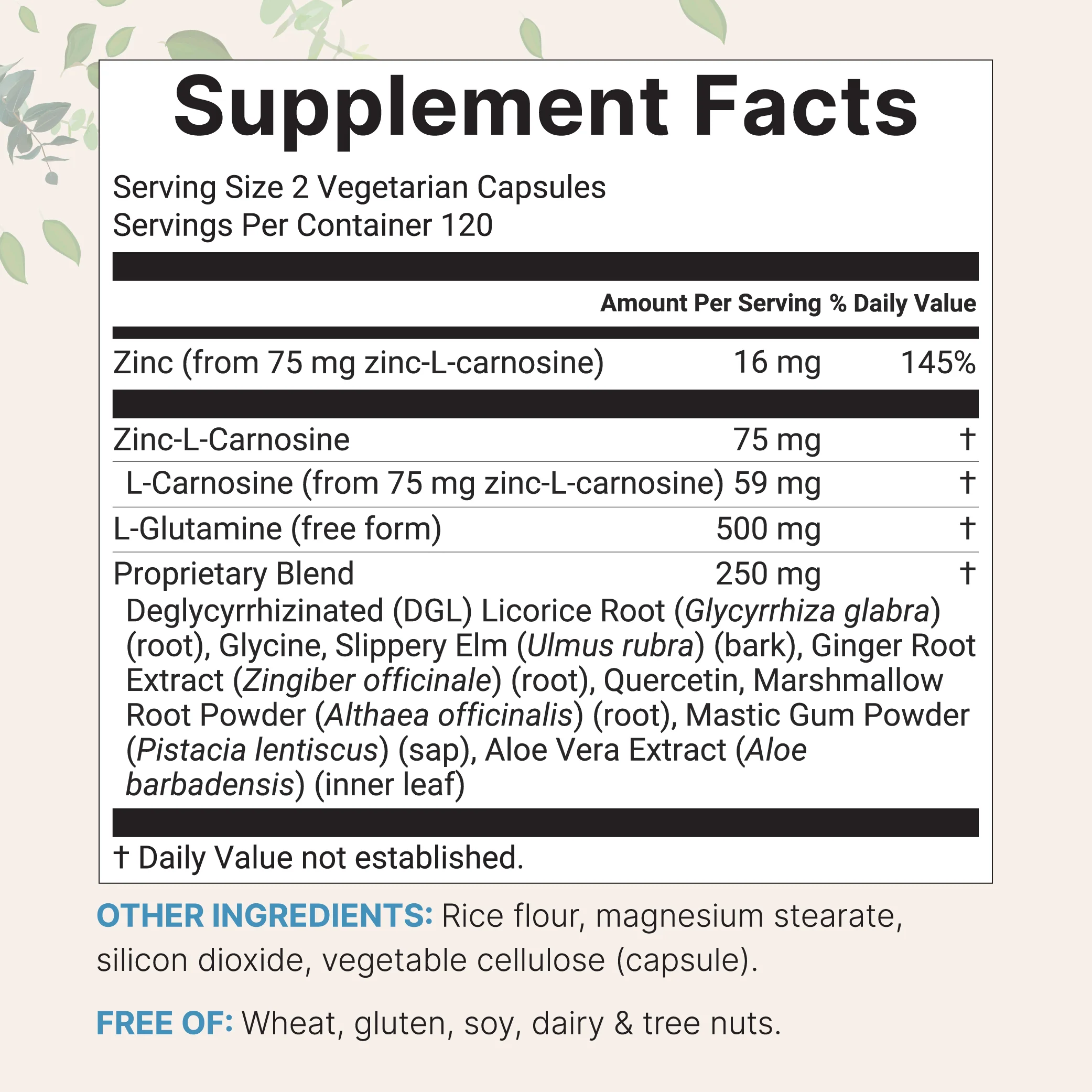 Micro Ingredients Zinc Carnosine 75mg, 240 Veggie Capsules - Image 2