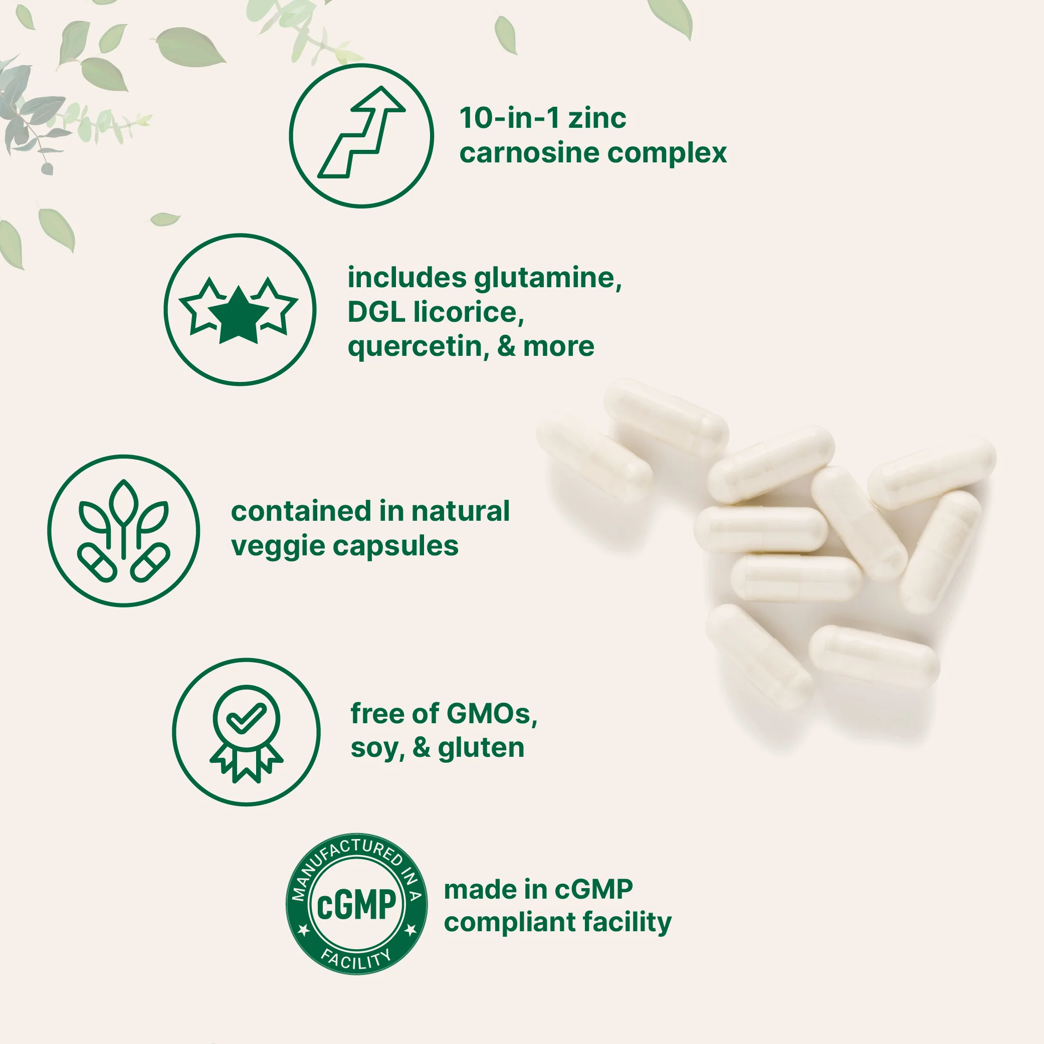 Micro Ingredients Zinc Carnosine 75mg, 240 Veggie Capsules - Image 3
