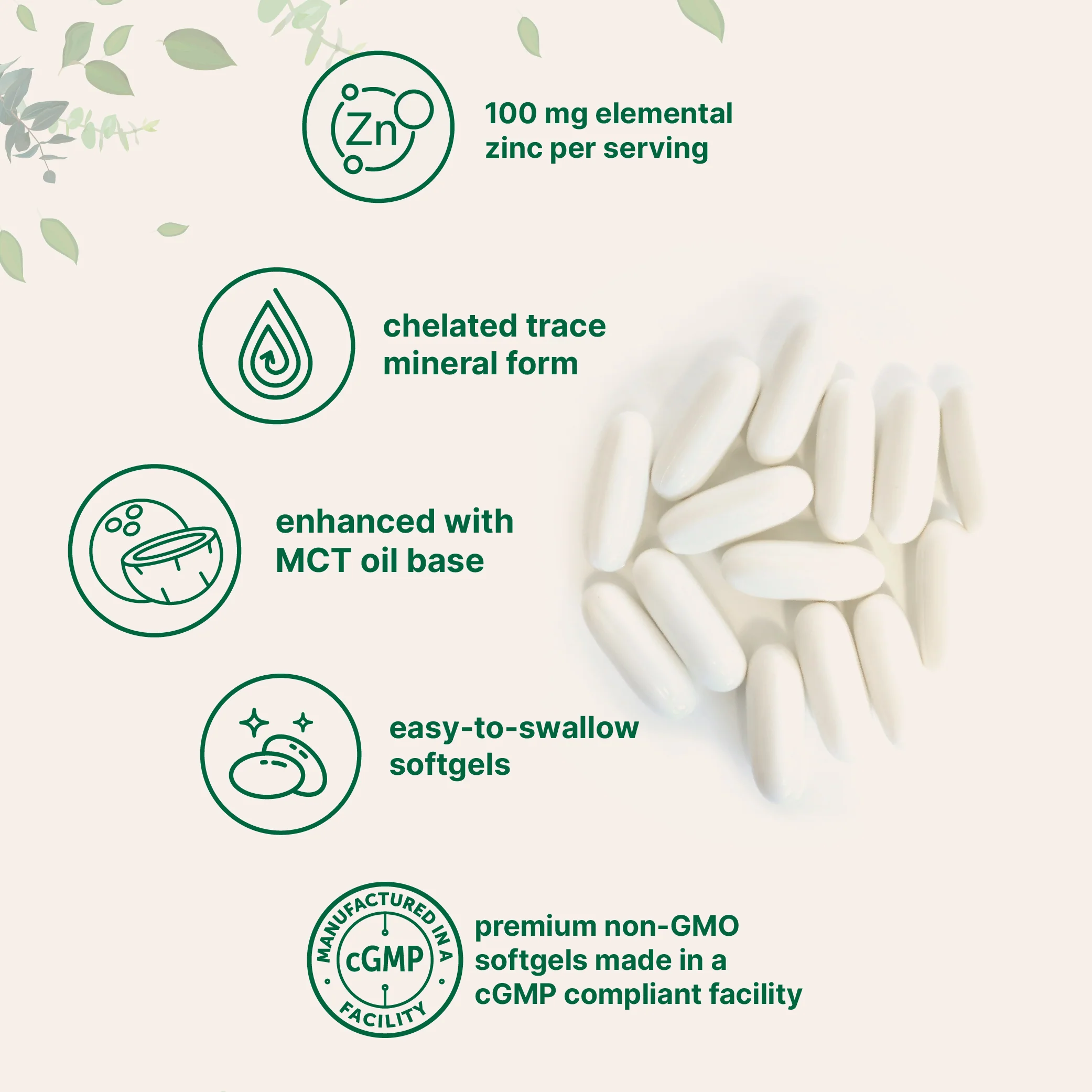 Micro Ingredients Zinc Picolinate 100mg with MCT Oil, 300 Softgels - Image 3