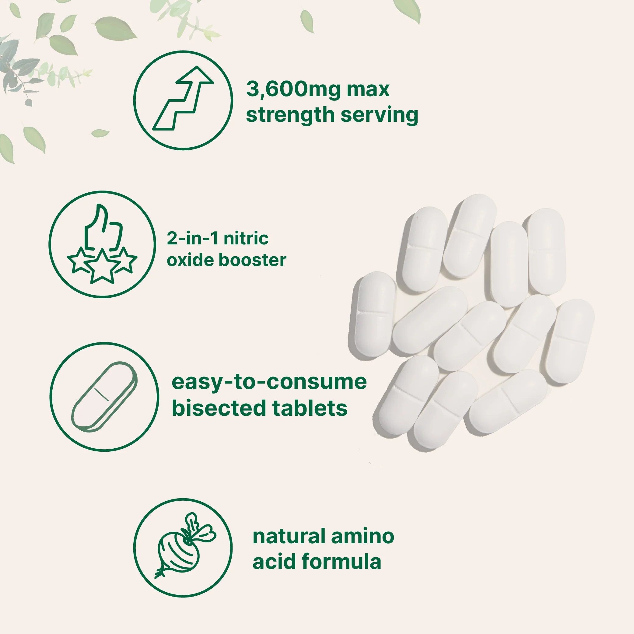 Micro Ingredients Nitric Oxide Booster 3,600mg Per Serving, 240 Bisected Tablets - Image 3