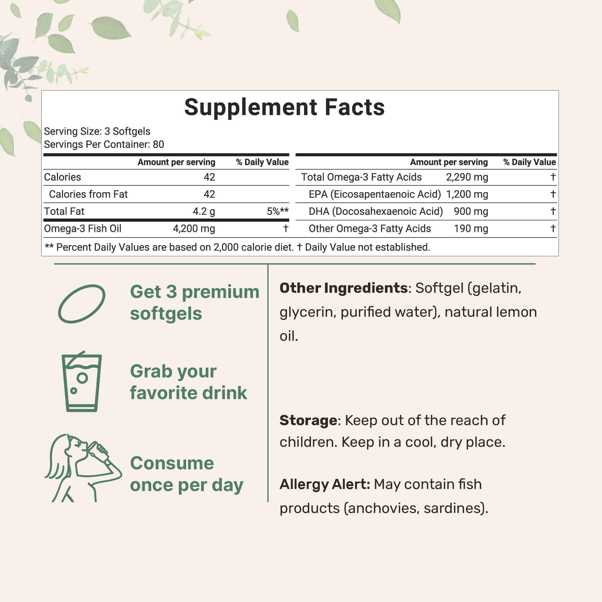 Micro Ingredients Triple Strength Omega 3 Fish Oil Supplements 4200mg Per Serving - Image 6