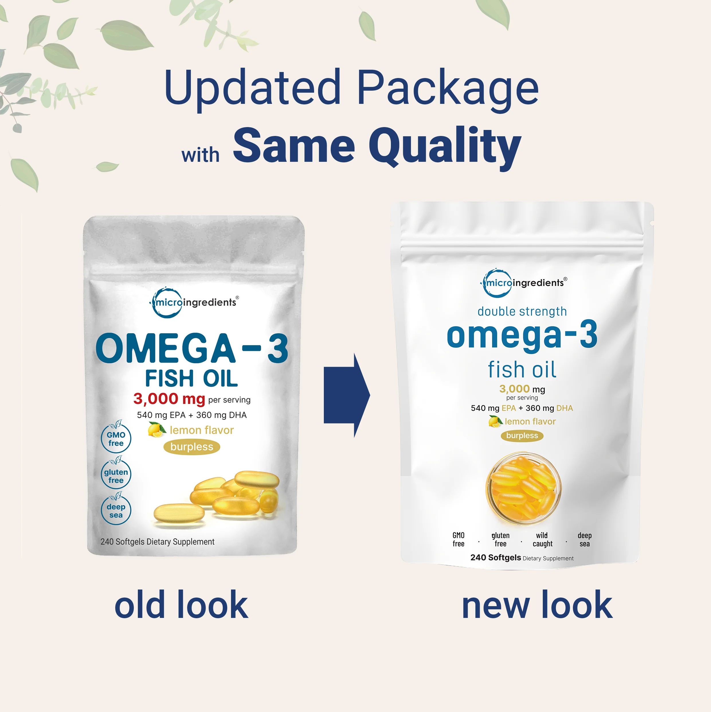 Micro Ingredients Omega 3 Fish Oil Supplements 3,000mg Per Serving, 240 Softgels - Image 3