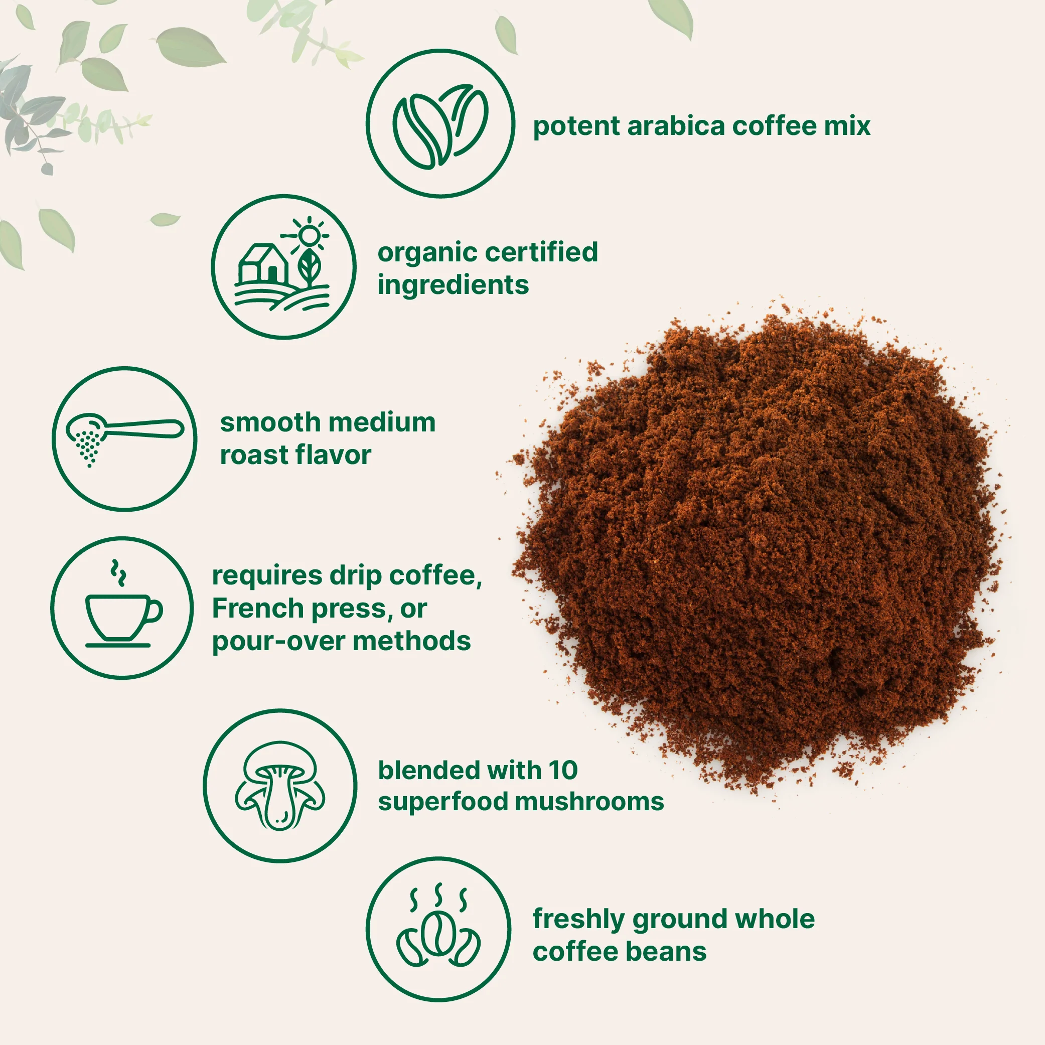 Micro Ingredients Organic 10 in 1 Ground Mushroom Coffee Powder, 24oz - Image 3