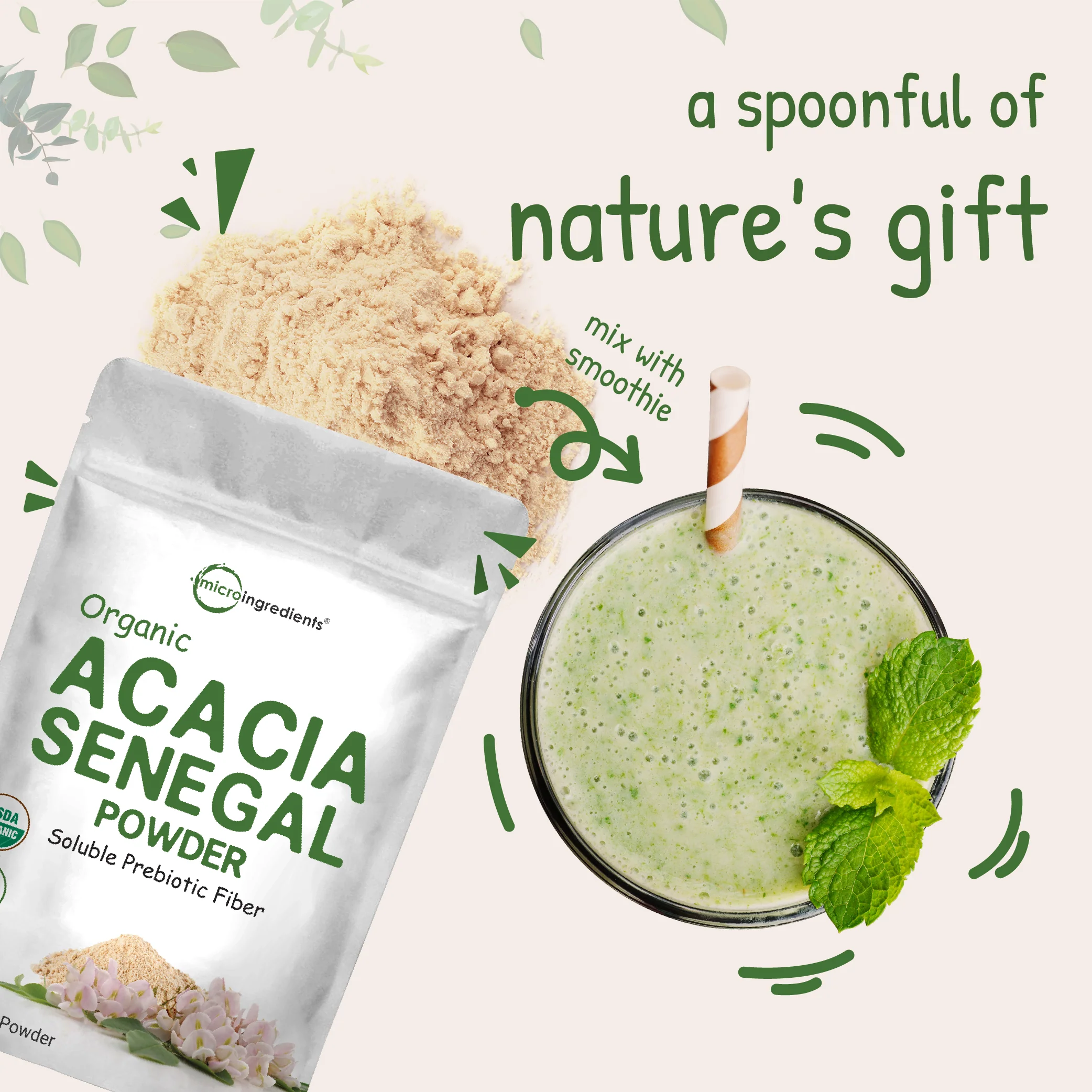 Micro Ingredients Organic Acacia Senegal Fiber Powder, 2lb - Image 5