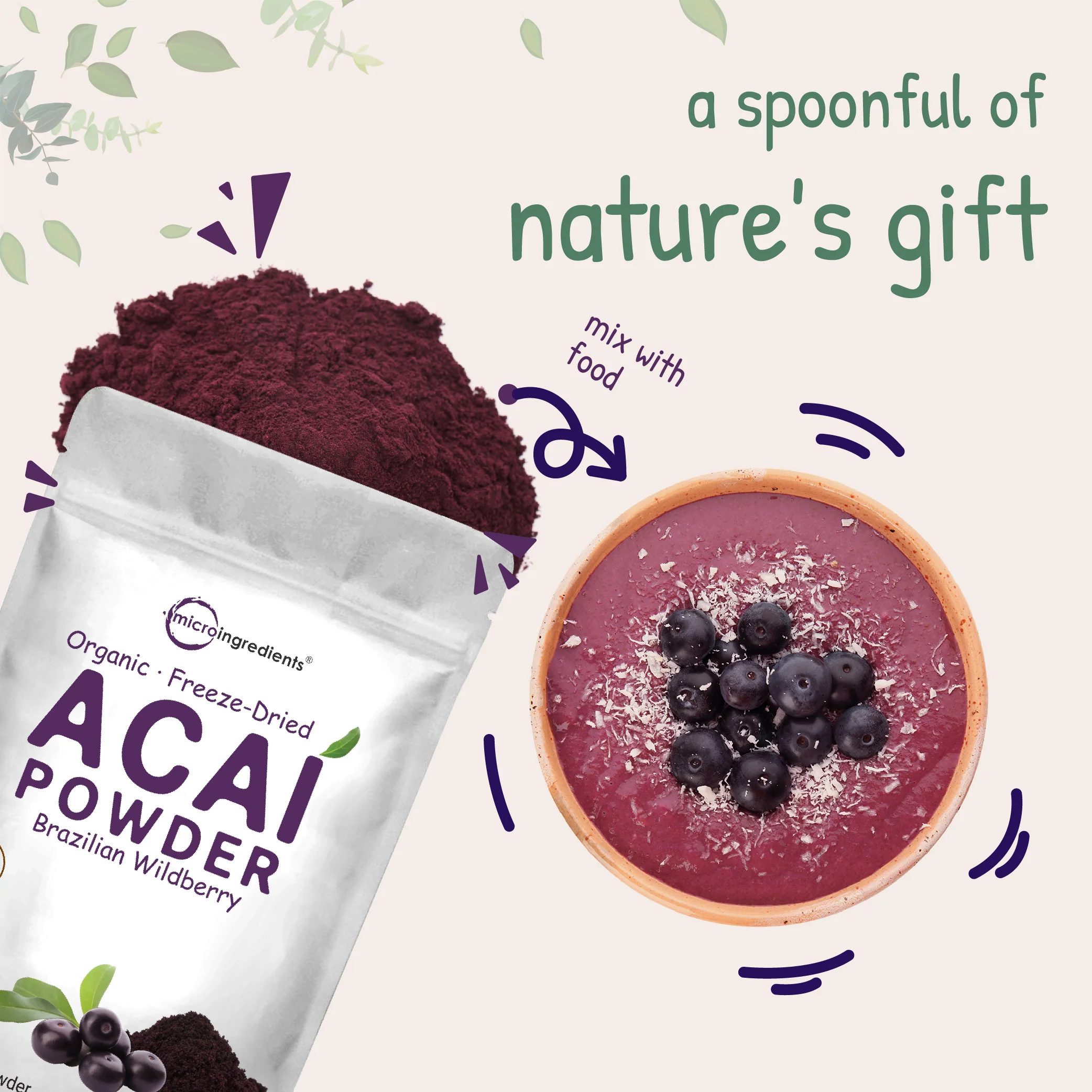 Micro Ingredients Organic Acai Berry Powder, 8oz - Image 5