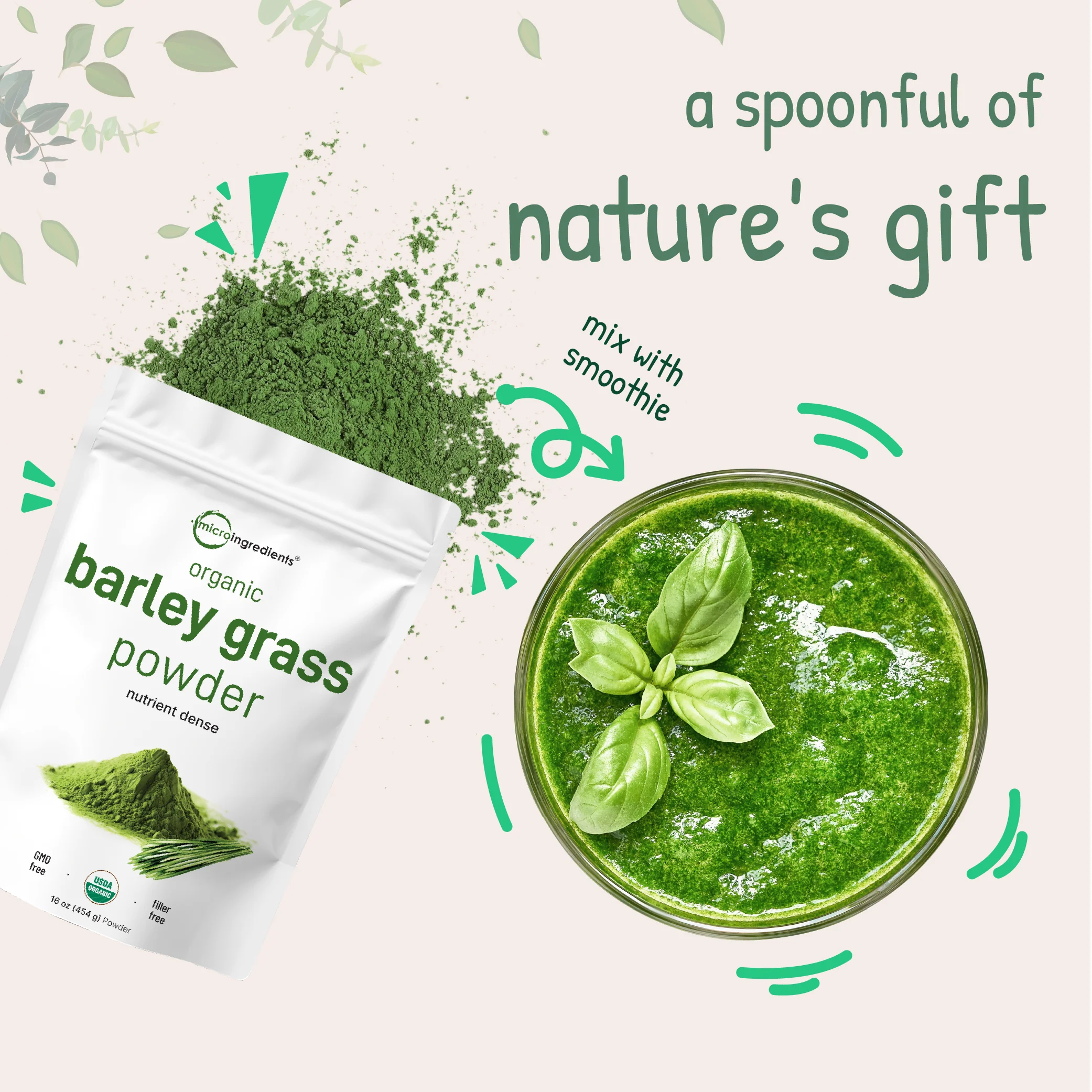Micro Ingredients Organic Barley Grass Powder, 16oz - Image 6