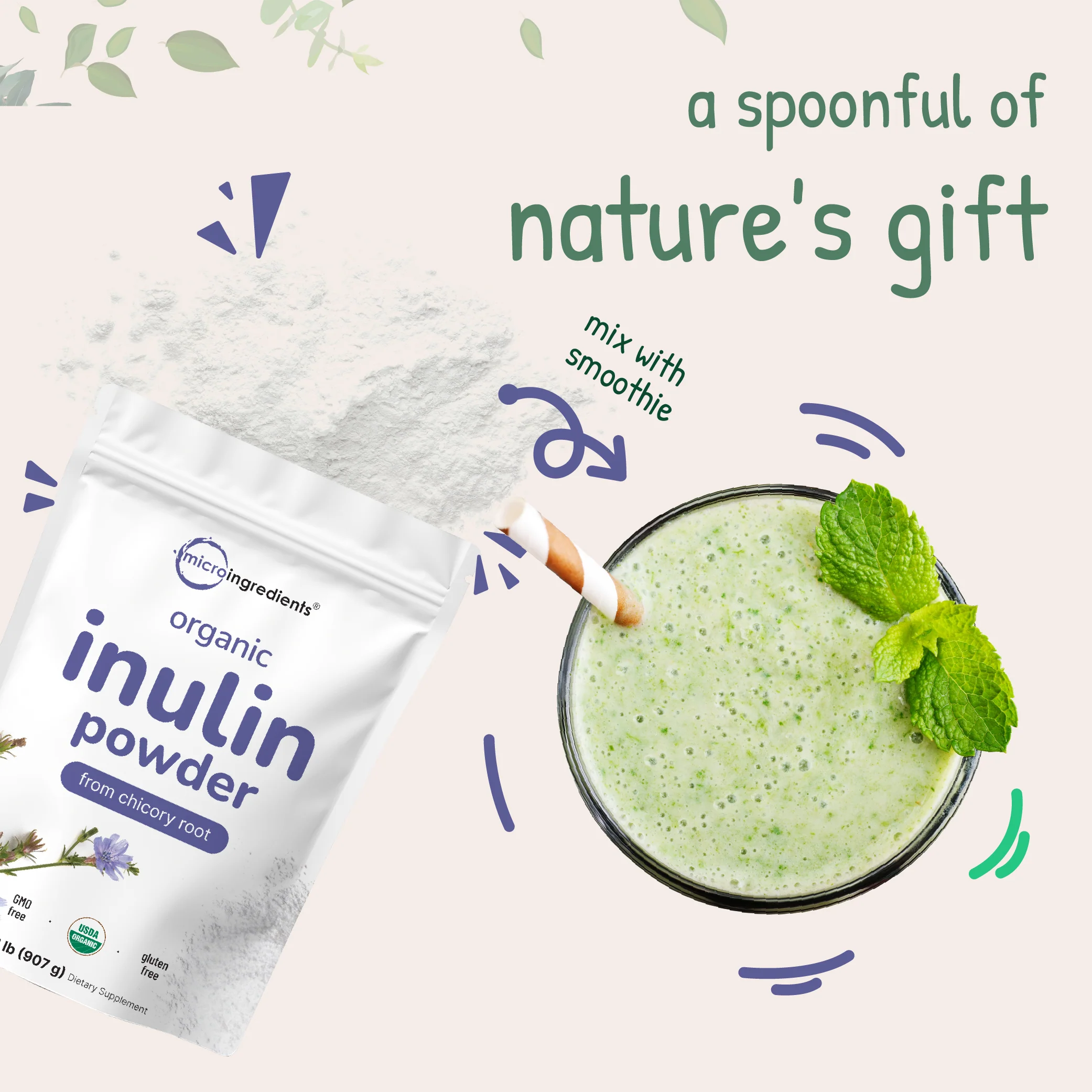 Micro Ingredients Organic Chicory Inulin Powder, 2lb - Image 6