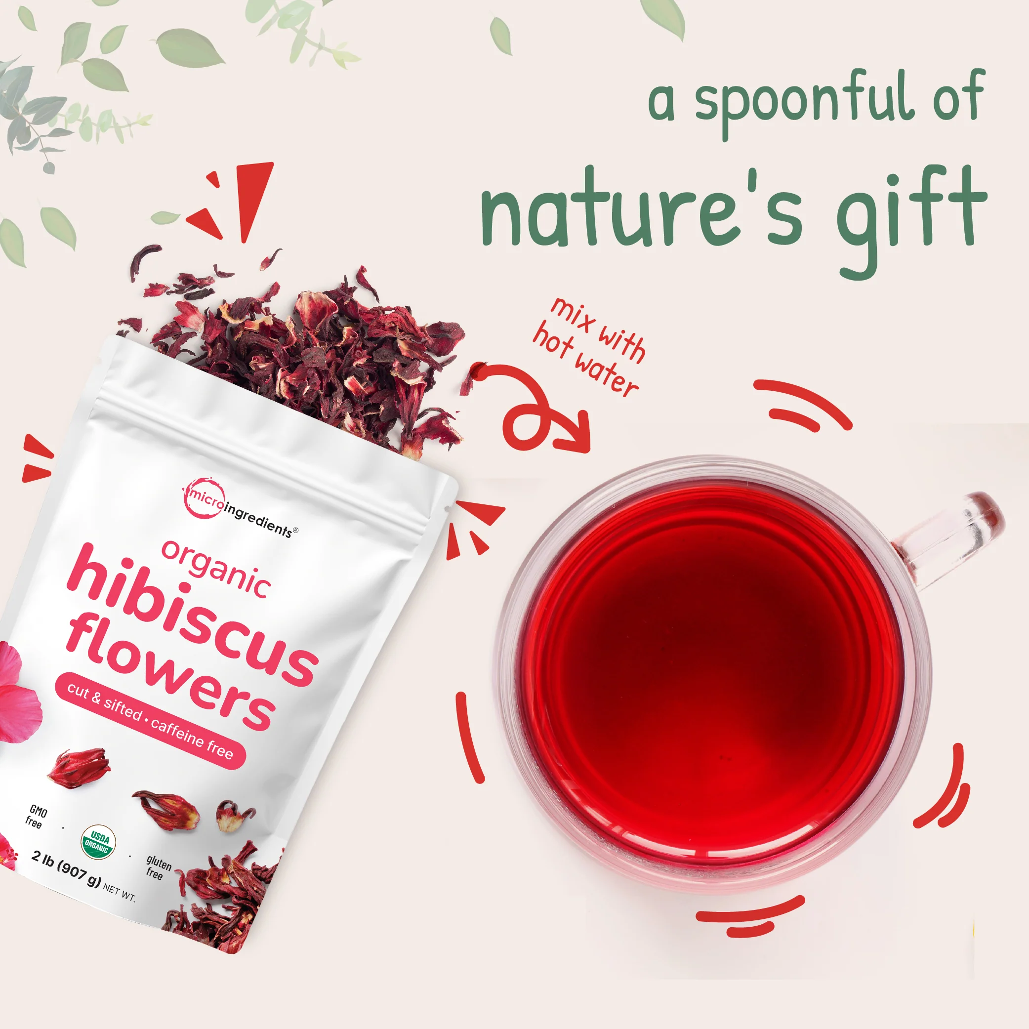 Micro Ingredients Organic Hibiscus Flowers, 2lb - Image 6