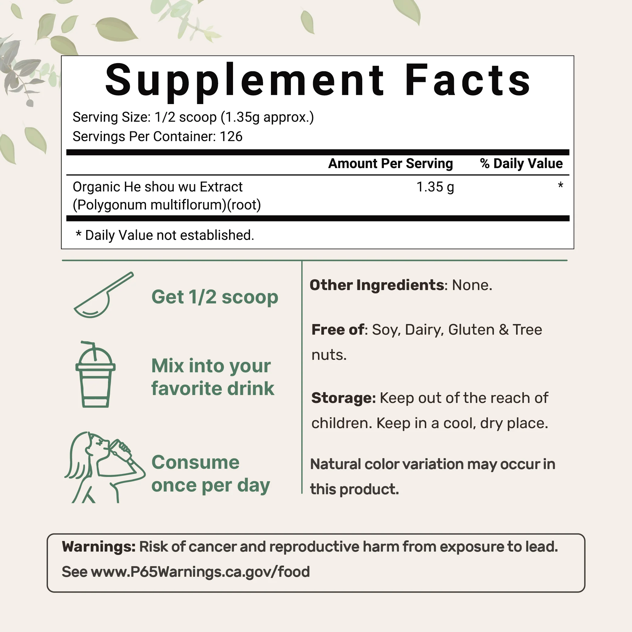 Micro Ingredients Organic Fo-Ti Powder, 6oz - Image 2