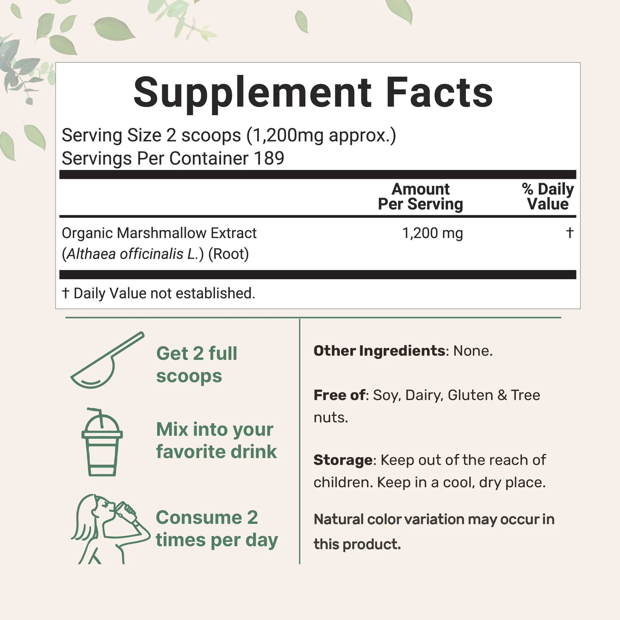 Micro Ingredients Organic Marshmallow Root Powder - Image 2