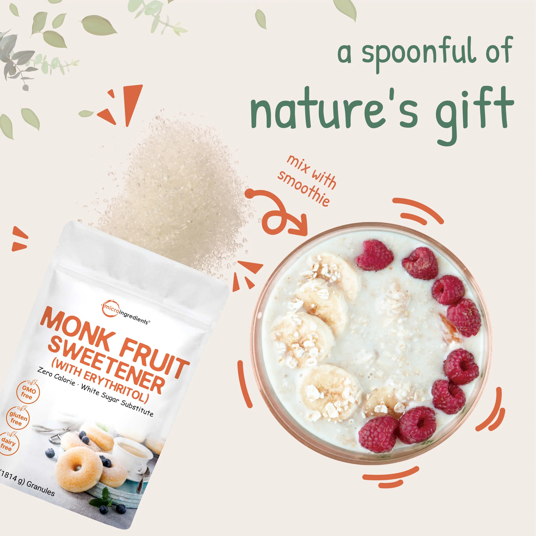 Micro Ingredients Monk Fruit Sweetener Granules, 4lb - Image 6