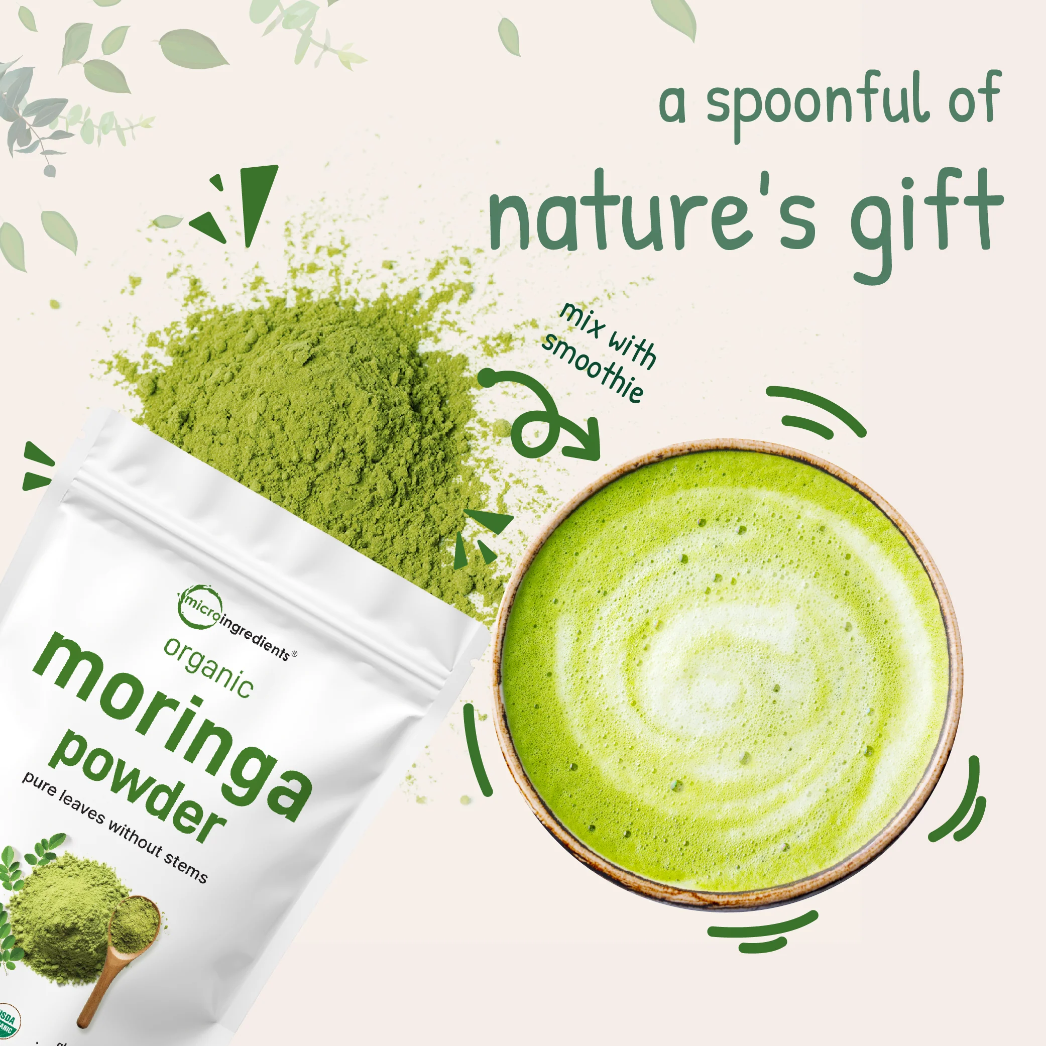 Micro Ingredients Organic Moringa Oleifera Leaf Powder, 1 Pound, Rich in Antioxidants & Immune Vitamins - Image 5