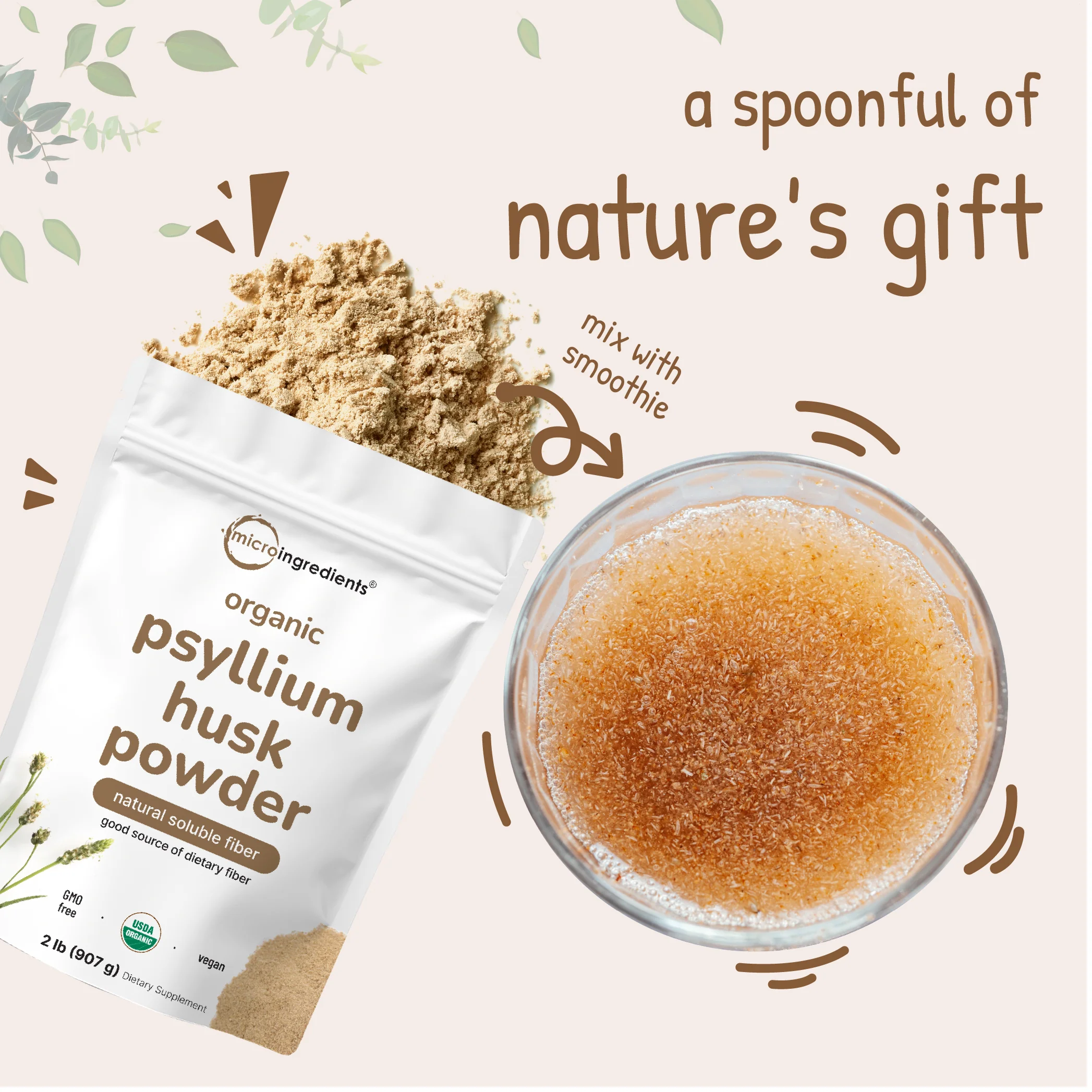 Organic Psyllium Husk Powder, 2 Pounds (32oz) - Unflavored - Image 5