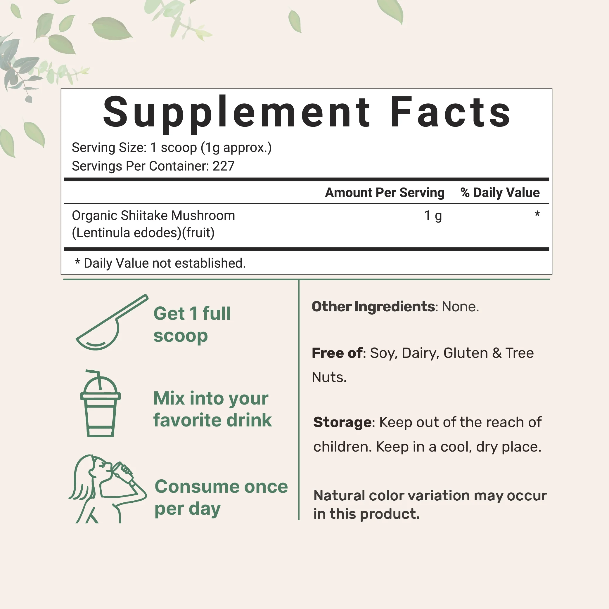 Micro Ingredients Organic Shiitake Mushroom Powder, 8oz - Image 2
