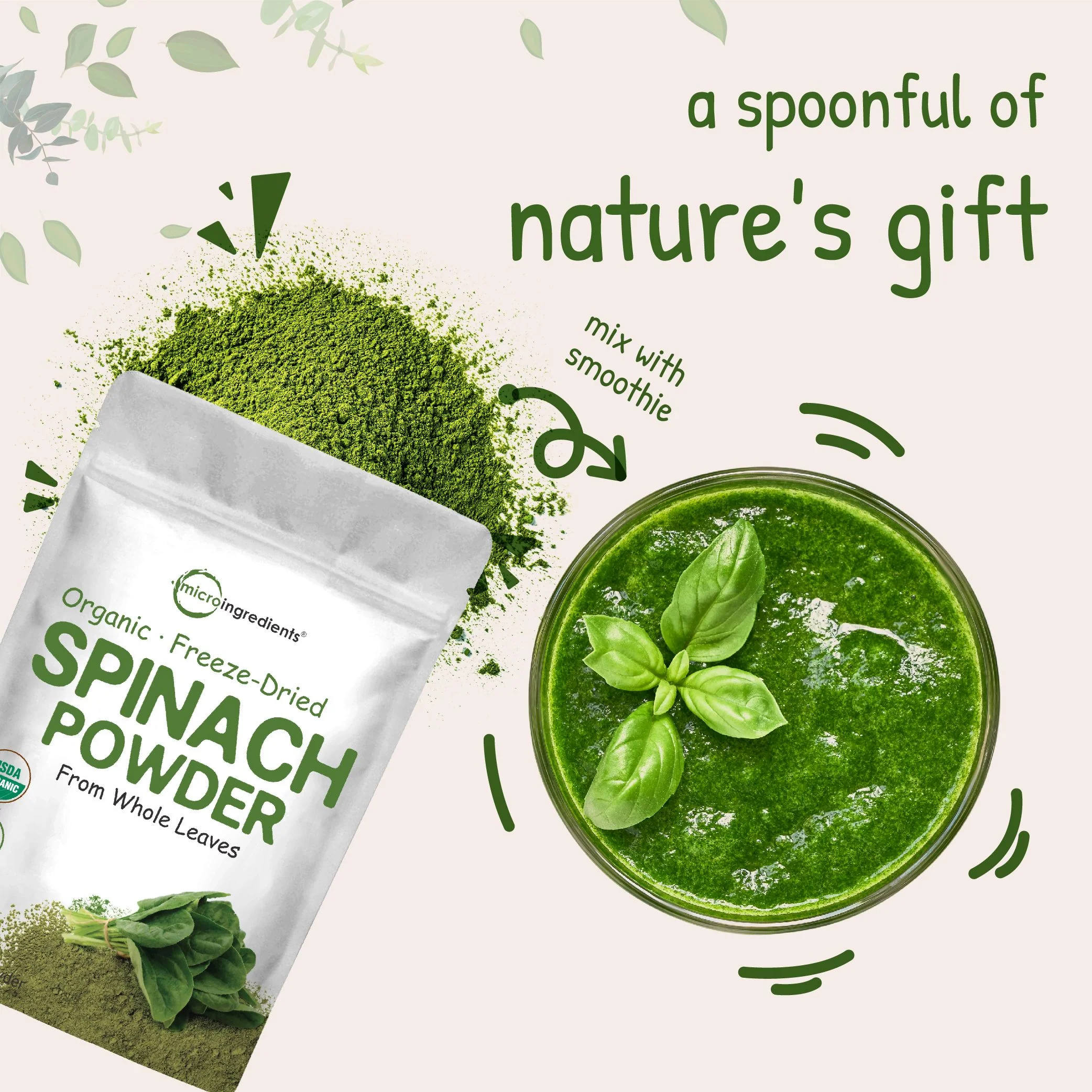 Micro Ingredients Organic Spinach Powder, 1lb - Image 5