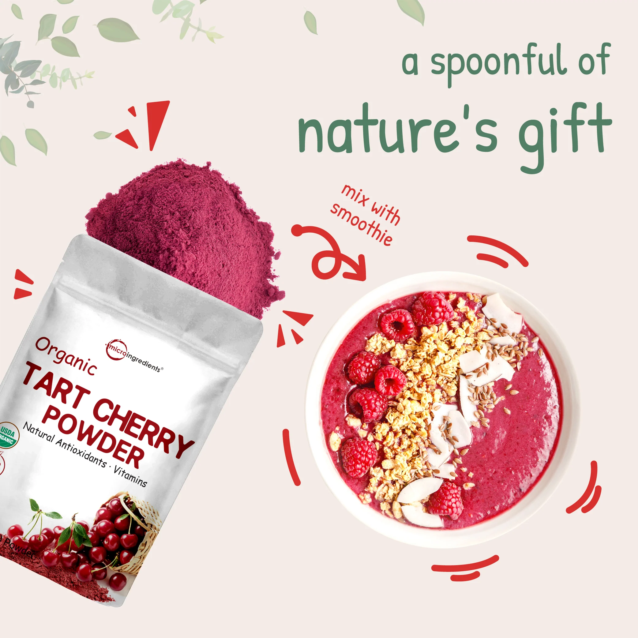 Micro Ingredients Organic Tart Cherry Powder - 4 oz - Image 5